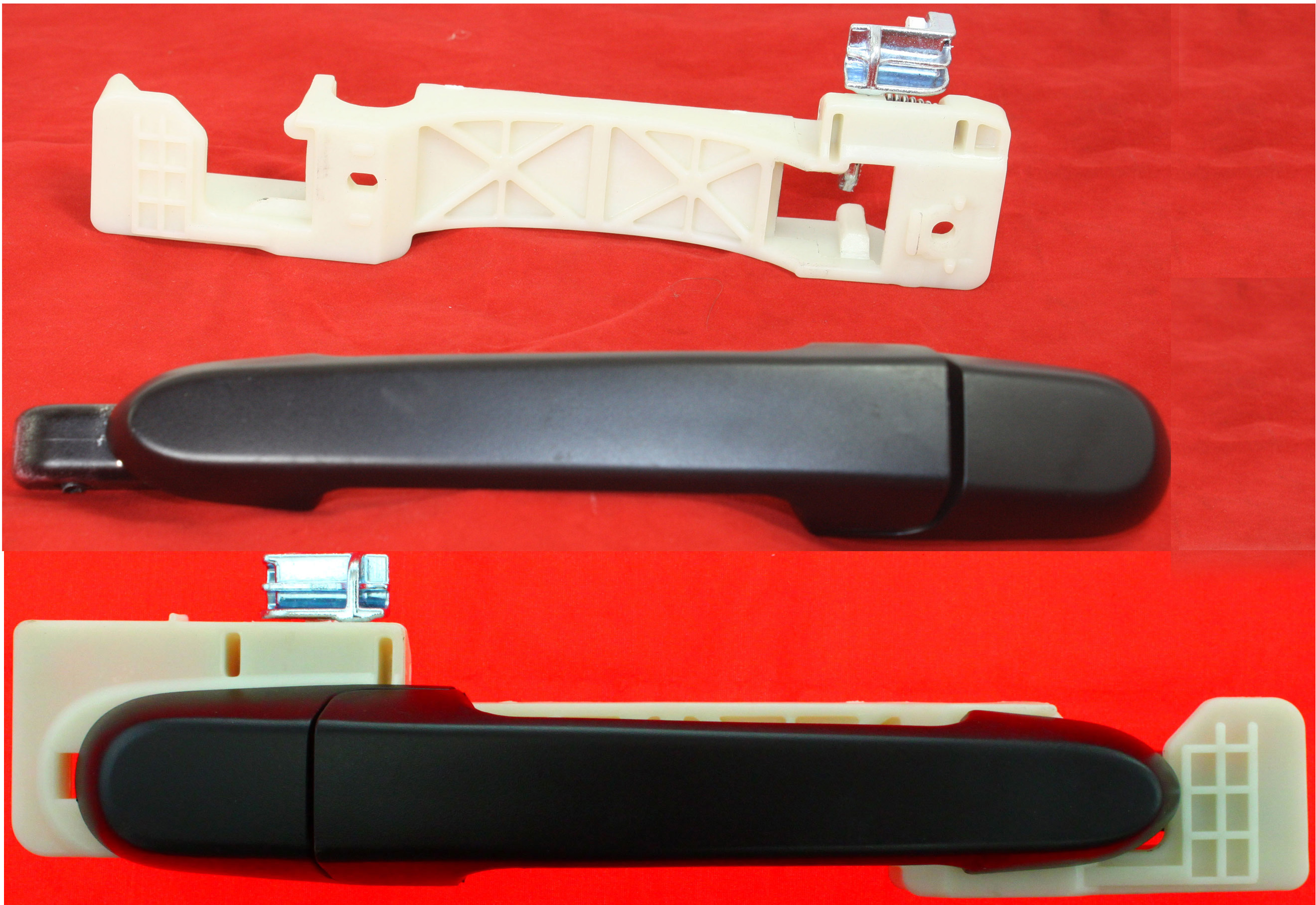 AM ACCENT 06-11 REAR EXTERIOR DOOR HANDLE RH AND LH Textured Black Sedan SKU SET REPH491301 Partslink HY1521114 HY1520114 OEM 836601E000CA 836501E000CA