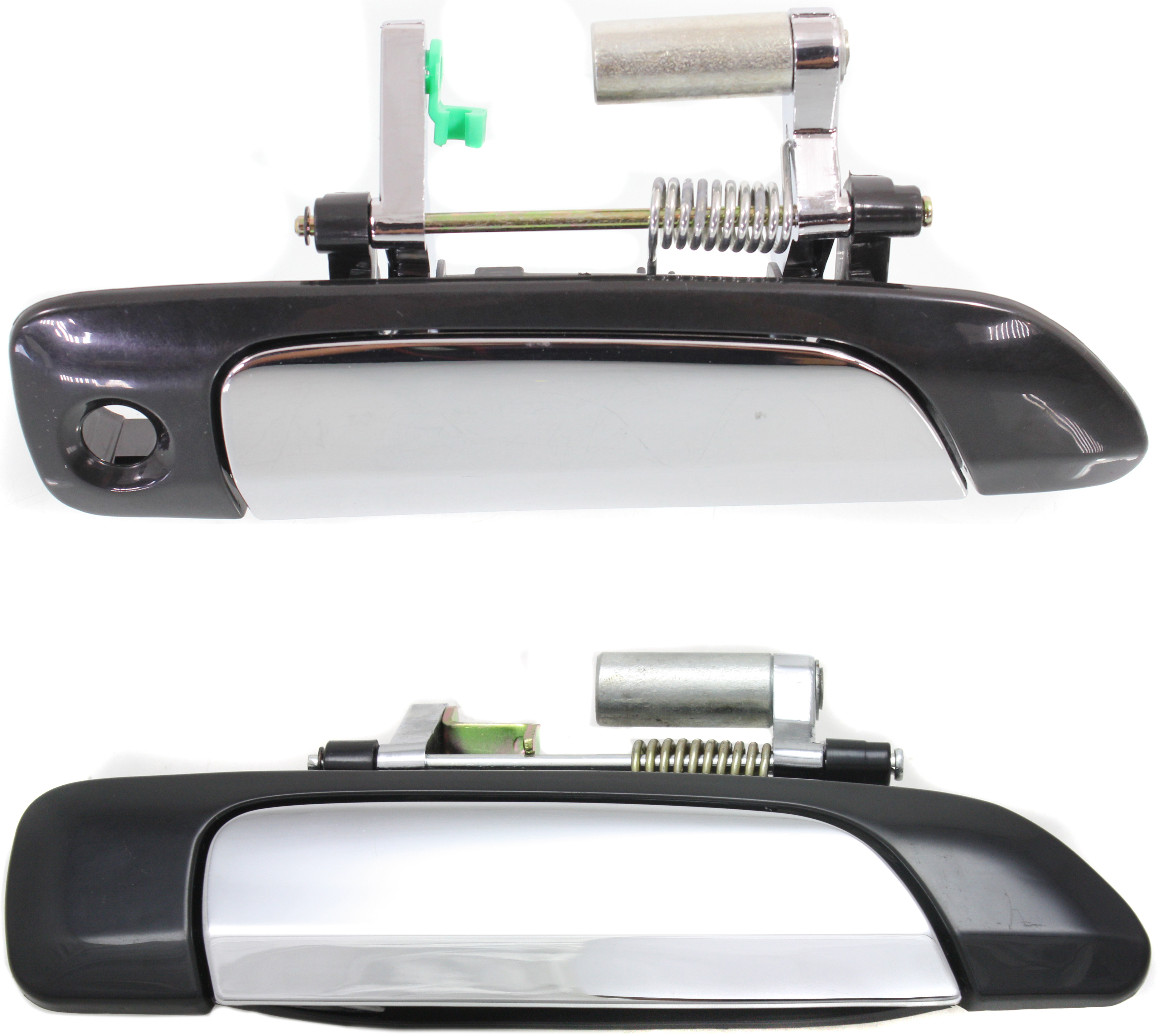 AM CIVIC 01-05 FRONT AND REAR DOOR HANDLE RH Outside Set of 2 Chrome Lever+Smooth Black Housing Sedan SKU SET REPH491363-2 Partslink FDH010014 OEM 72640S5DA11ZA 72140S5DA12ZA