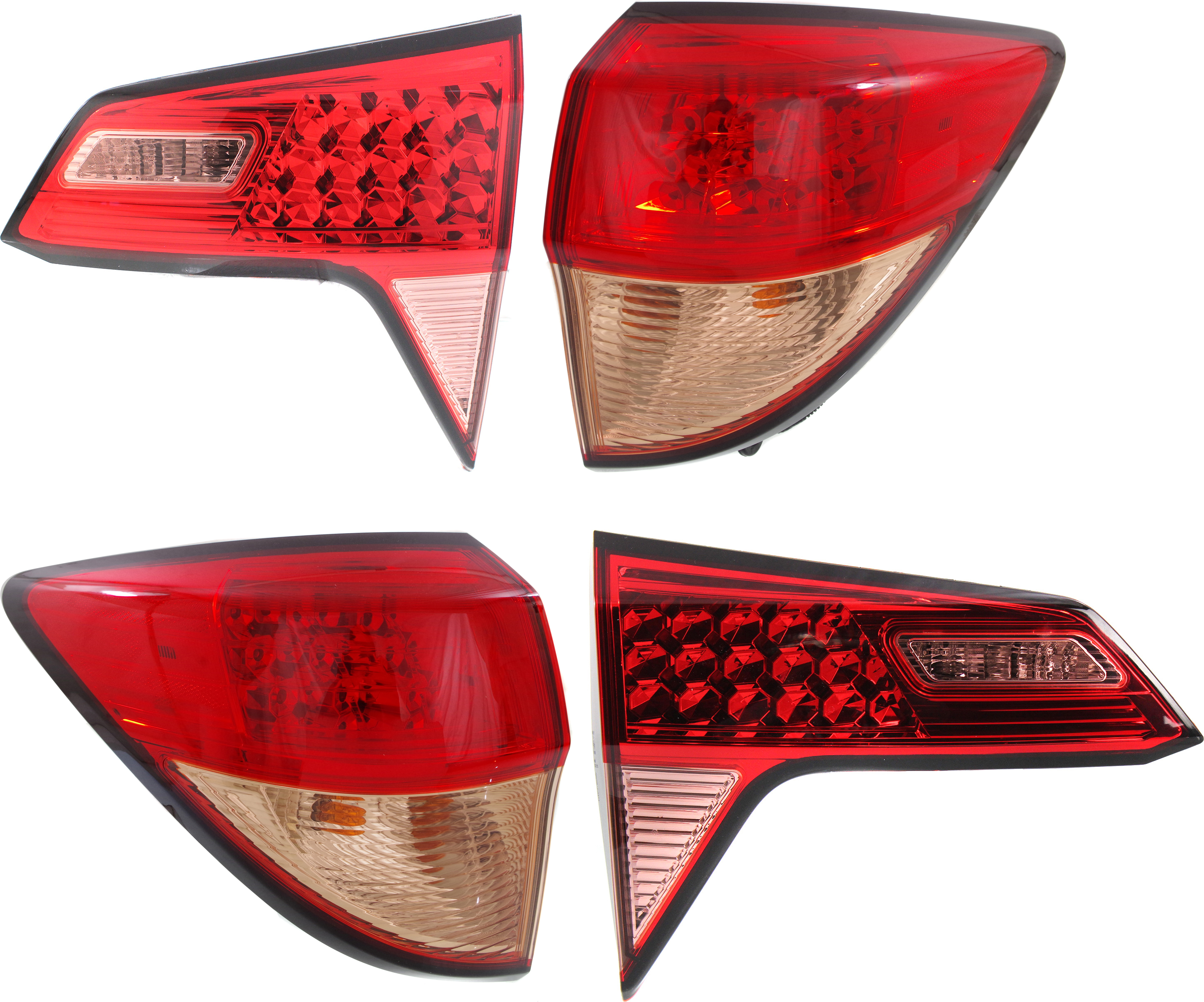 AM HR V 16-18 TAIL LAMP RH AND LH Inner and Outer Set of 4 Assembly SKU SET REPH730151-4 Partslink HO2803110 HO2802110 OEM 33502T7SA01 PFM 33552T7SA01 PF