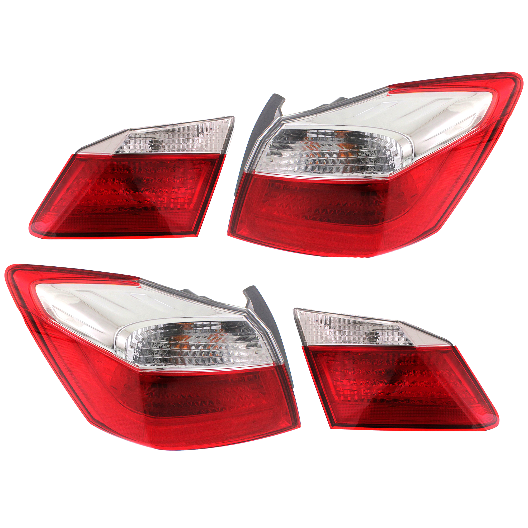 AM ACCORD 13-15 TAIL LAMP RH AND LH Set of 4 Inner and Outer Assembly EX LX Sport Models Sedan SKU SET REPH730301-4 Partslink HO2803104 HO2802104 HO2805101 HO2804101 OEM 34150T2AA01-34155T2AA01-33500T