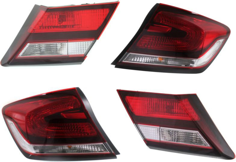 AM CIVIC 14-15 TAIL LAMP RH AND LH Set of 4 Inner and Outer Assembly SKU SET REPH730311-4 Partslink HO2805102 HO2804102 HO2803105 HO2802105 OEM 33500TR0A51-33550TR0A51-34150T