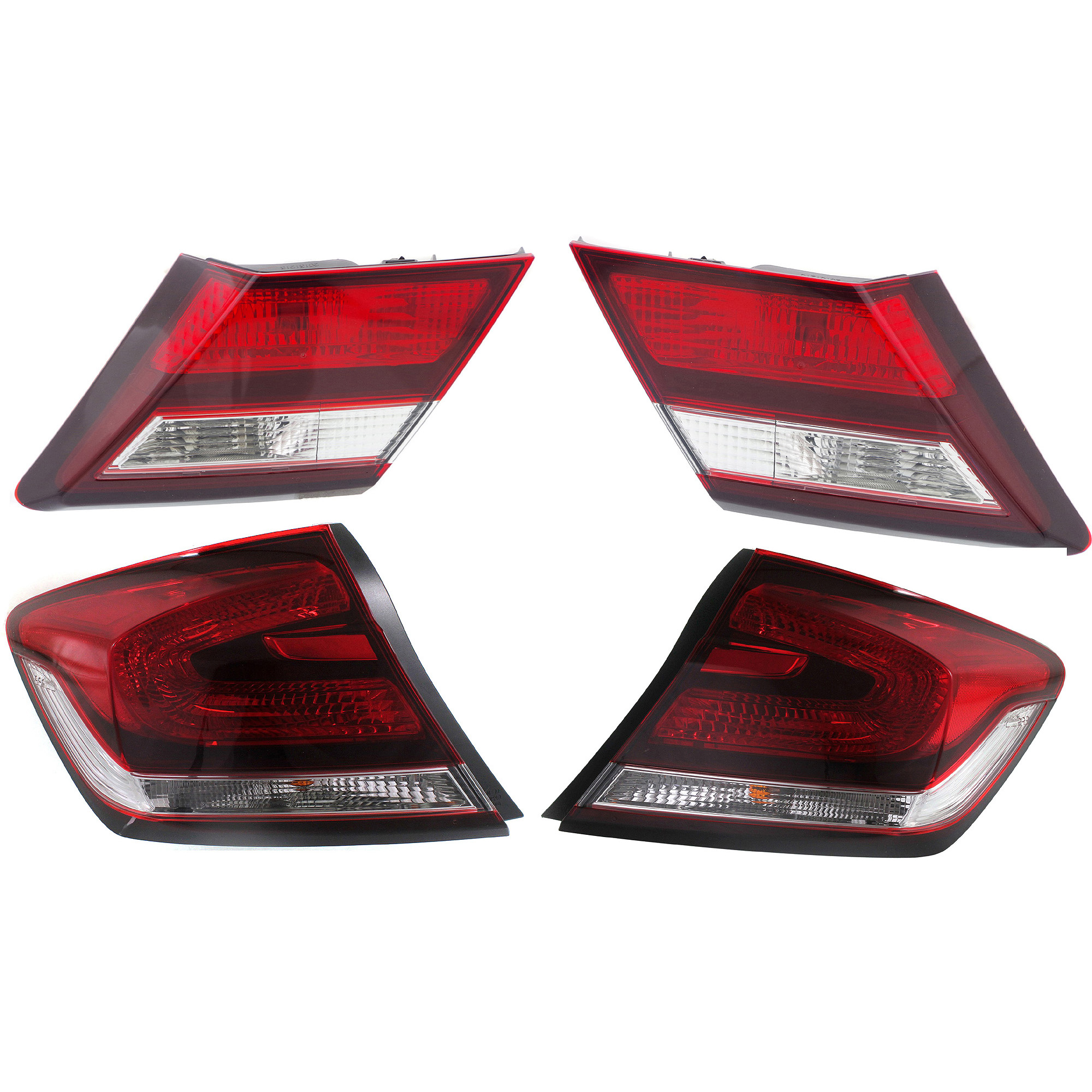 AM CIVIC 13-15 TAIL LAMP RH AND LH Inner and Outer Assembly Sedan CAPA SKU SET REPH730317Q 4 Partslink HO2805102C HO2804102C HO2803105C HO2802105C OEM 33500TR0A51-33550TR0A51-34150T