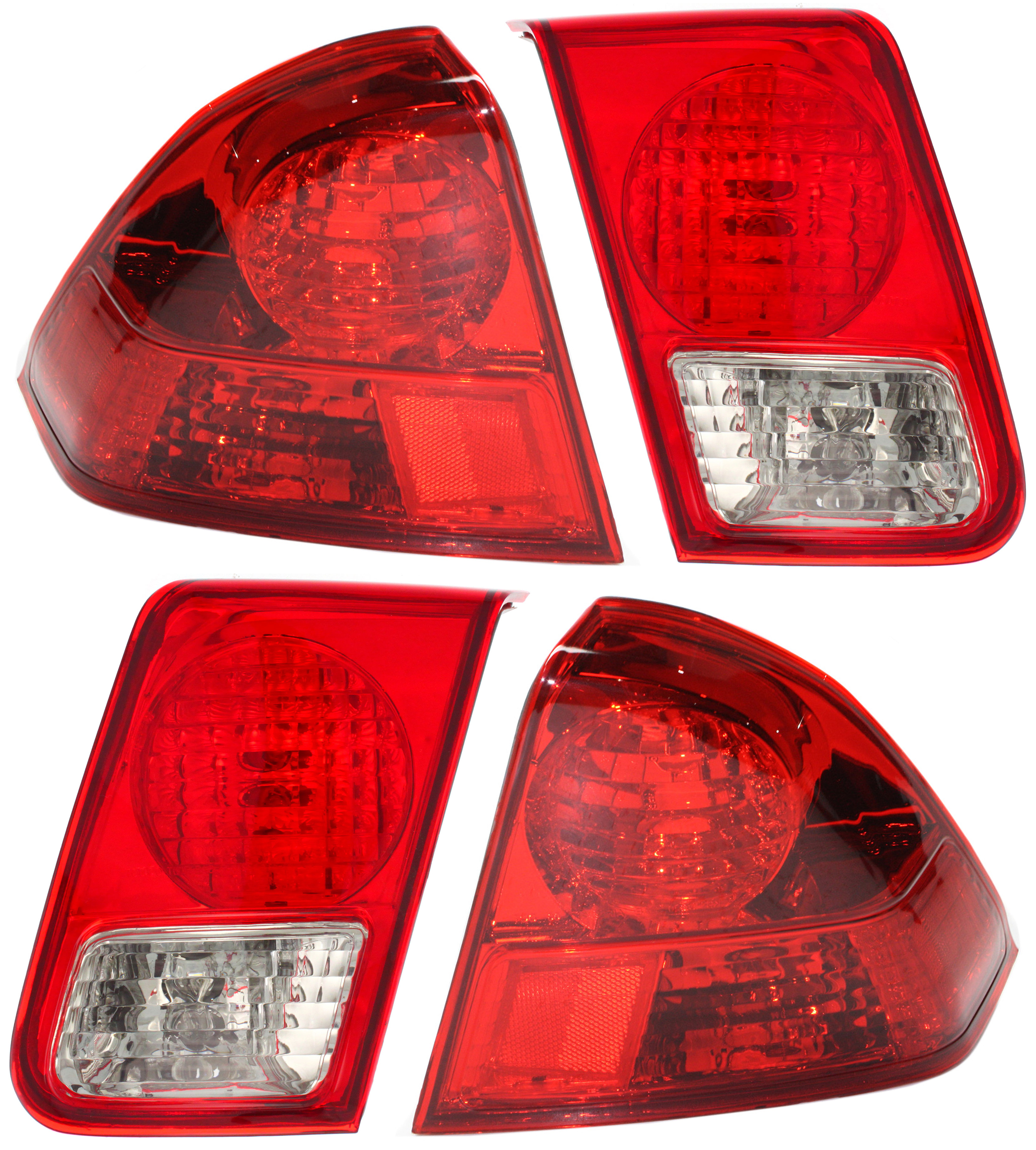 AM CIVIC 03-05 TAIL LAMP RH AND LH Inner and Outer Sedan SKU SET REPH730323-4 Partslink HO2800152 HO2801152 HO2800153 HO2801153 OEM 34156S5BA01-34151S5BA01-33551S