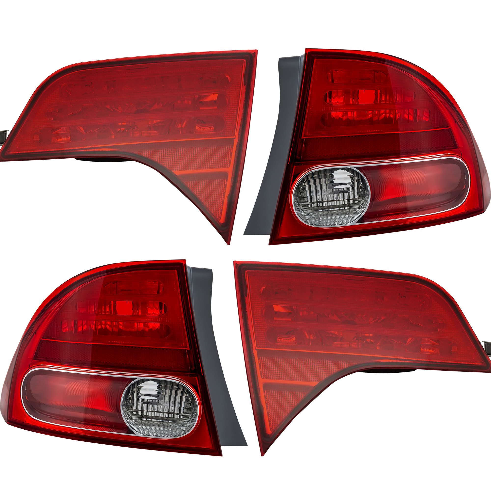 AM CIVIC 06-08 TAIL LAMP RH AND LH Inner and Outer Lens and Housing Sedan SKU SET REPH730387-4 Partslink HO2800166 HO2800167 HO2801165 HO2801166 OEM 33501SNAA02-33551SNAA02-34151S