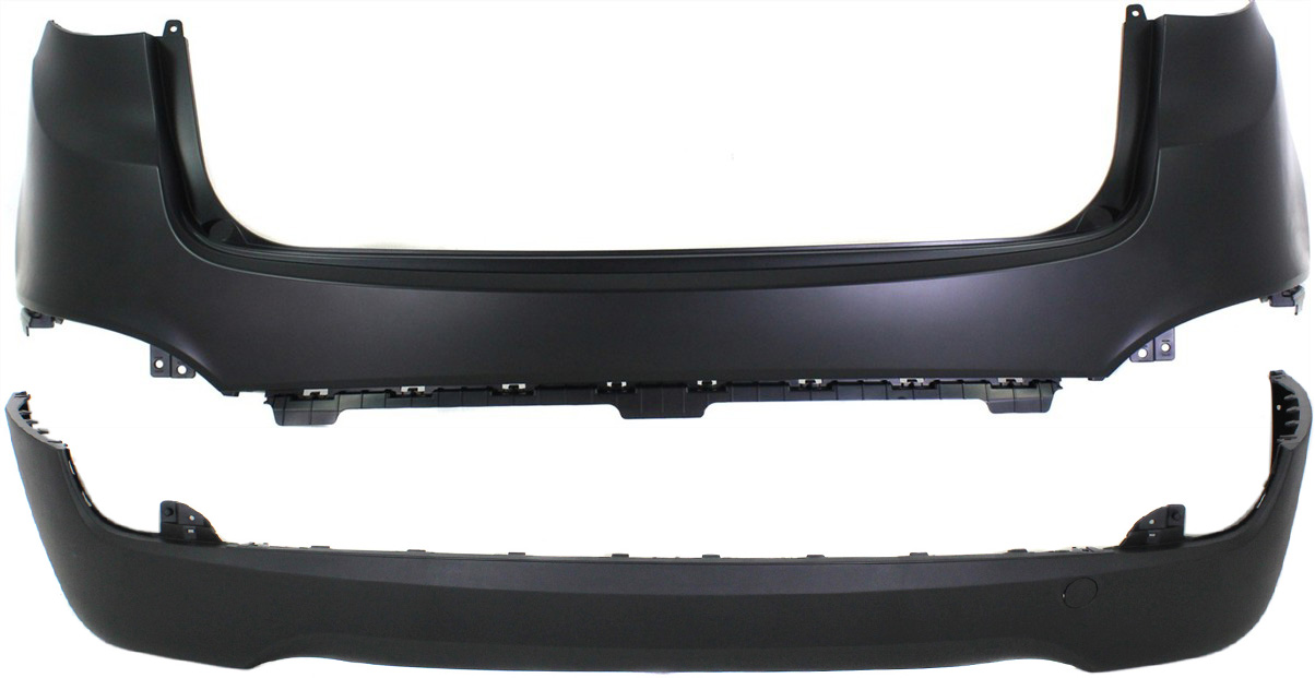 AM TUCSON 10-15 REAR BUMPER COVER Upper and Lower Set of 2 CAPA SKU SET REPH760147Q 2 Partslink HY1100178C HY1115101C OEM 866112S001-866902S000