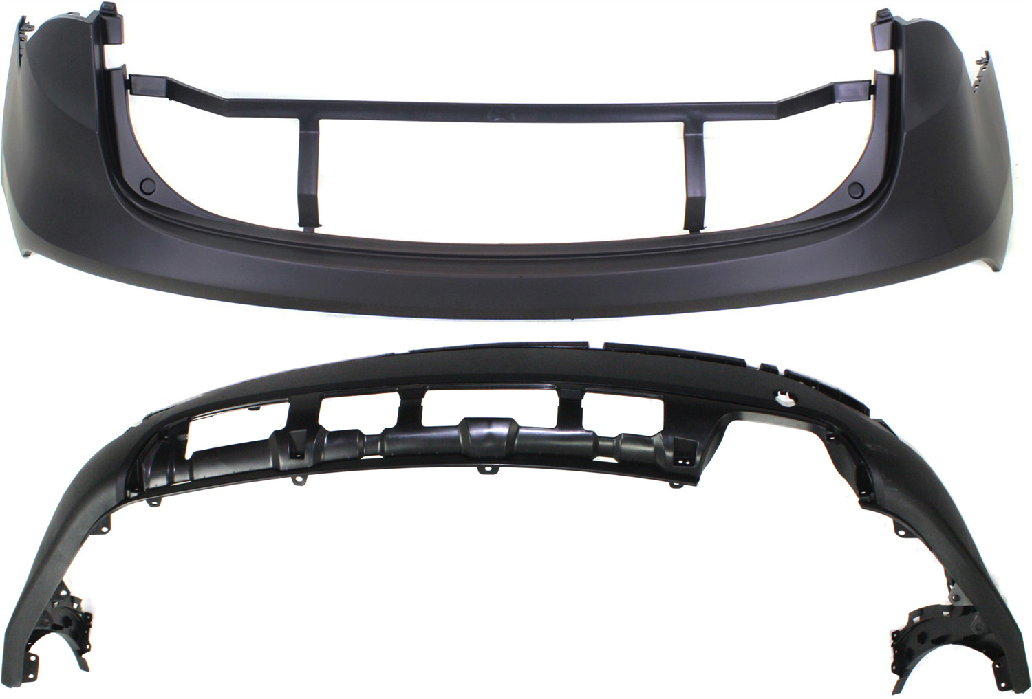 AM SANTA FE SPORT 13-16 REAR BUMPER COVER Upper and Lower w o Parking Aid Snsr Holes SKU SET REPH760172P 2 Partslink HY1115102 HY1114100 OEM 866124Z000-866114Z000