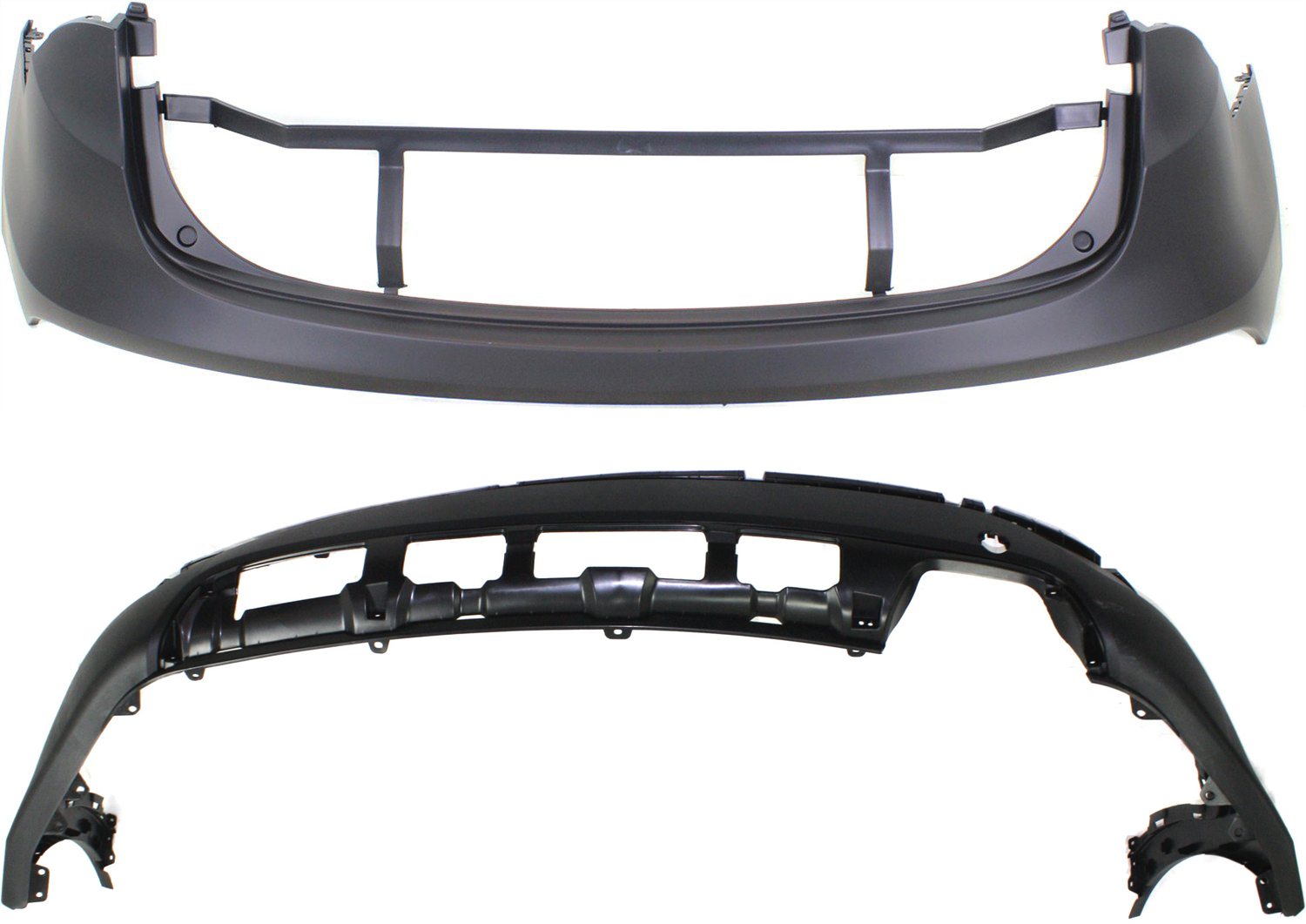 AM SANTA FE SPORT 13-16 REAR BUMPER COVER Upper and Lower w o Parking Aid Snsr Holes CAPA SKU SET REPH760172PQ 2 Partslink HY1114100C HY1115102C OEM 866114Z000-866124Z000