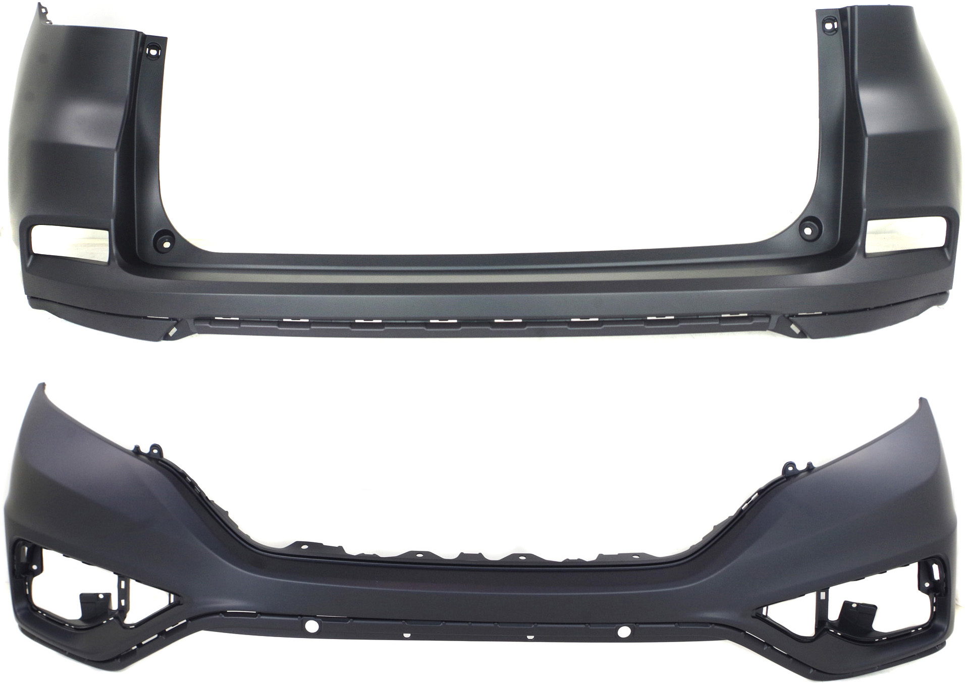AM CR V 15-16 FRONT AND REAR BUMPER COVER Upper Primed SKU SET REPHD010301P 2 Partslink HO1014102 HO1114103 OEM 04711T1WA91ZZ 04715T1WA91ZZ