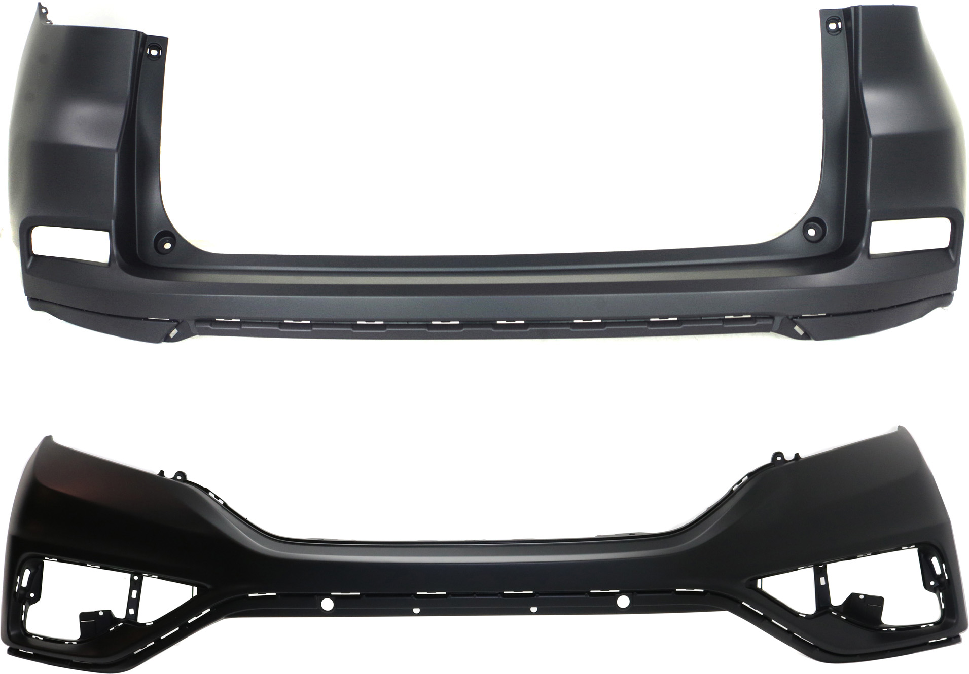 AM CR V 15-16 FRONT AND REAR BUMPER COVER Upper Primed CAPA SKU SET REPHD010301PQ 2 Partslink HO1014102C HO1114103C OEM 04711T1WA91ZZ 04715T1WA91ZZ