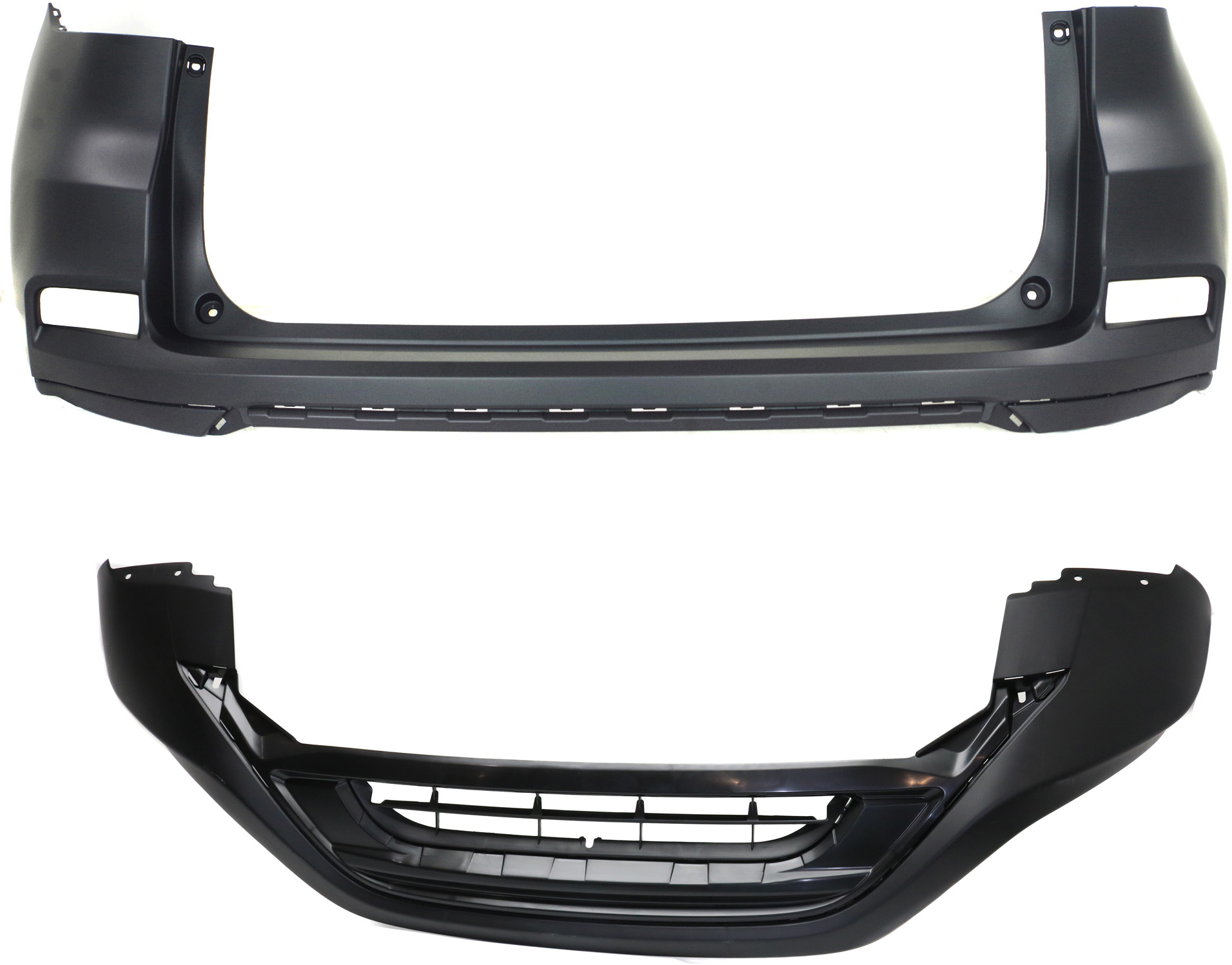 AM CR V 15-16 FRONT AND REAR BUMPER COVER Lower Textured CAPA SKU SET REPHD010302Q 2 Partslink HO1015111C HO1114103C OEM 04712T1WA91-04715T1WA91ZZ