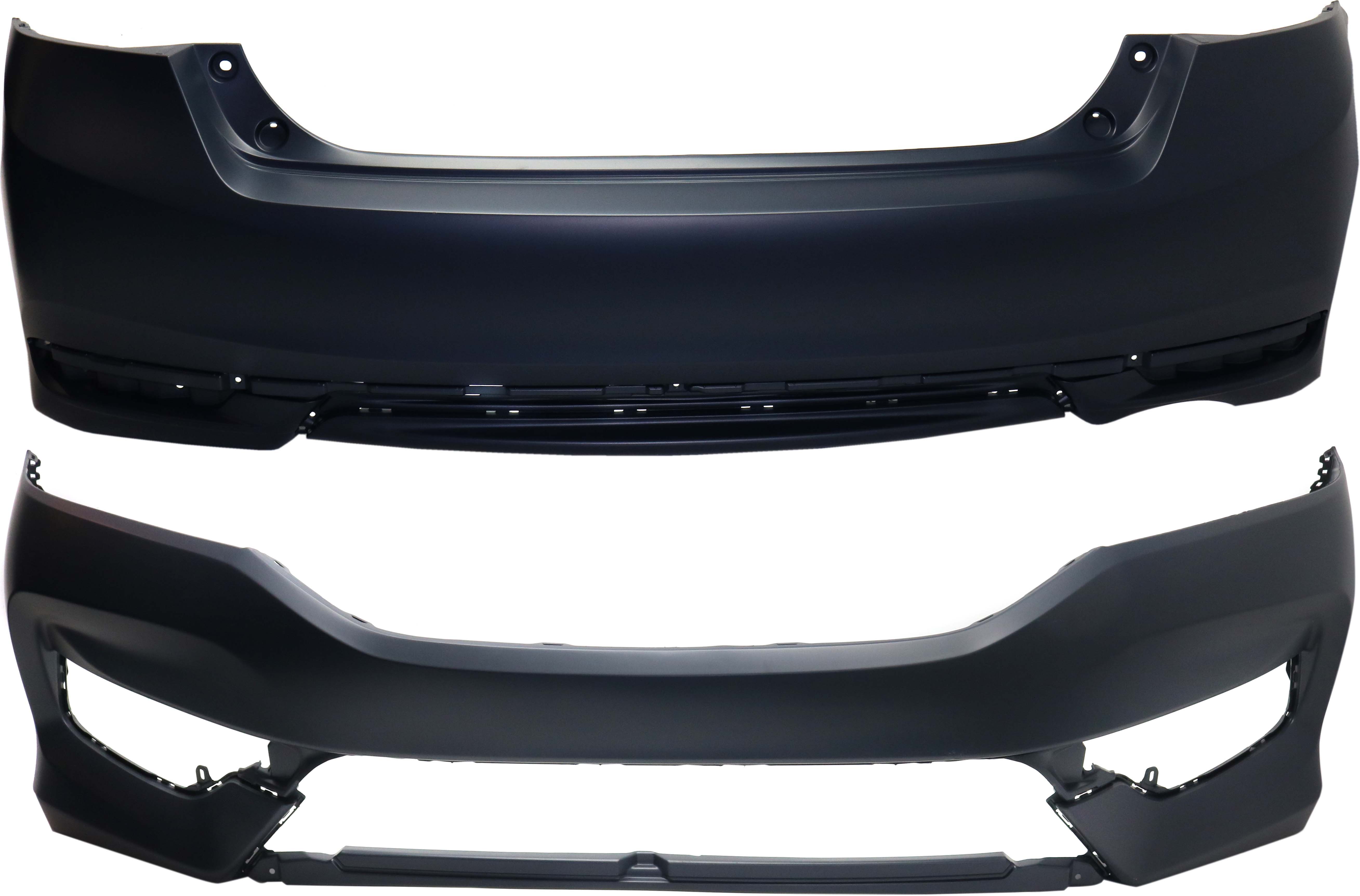 AM ACCORD 16-17 FRONT AND REAR BUMPER COVER Primed EX EX L 4 Cyl LX Models Sedan CAPA SKU SET REPHD010305PQ 2 Partslink HO1000302C HO1100290C OEM 71101T2FA50ZZ 71501T2FA50ZZ