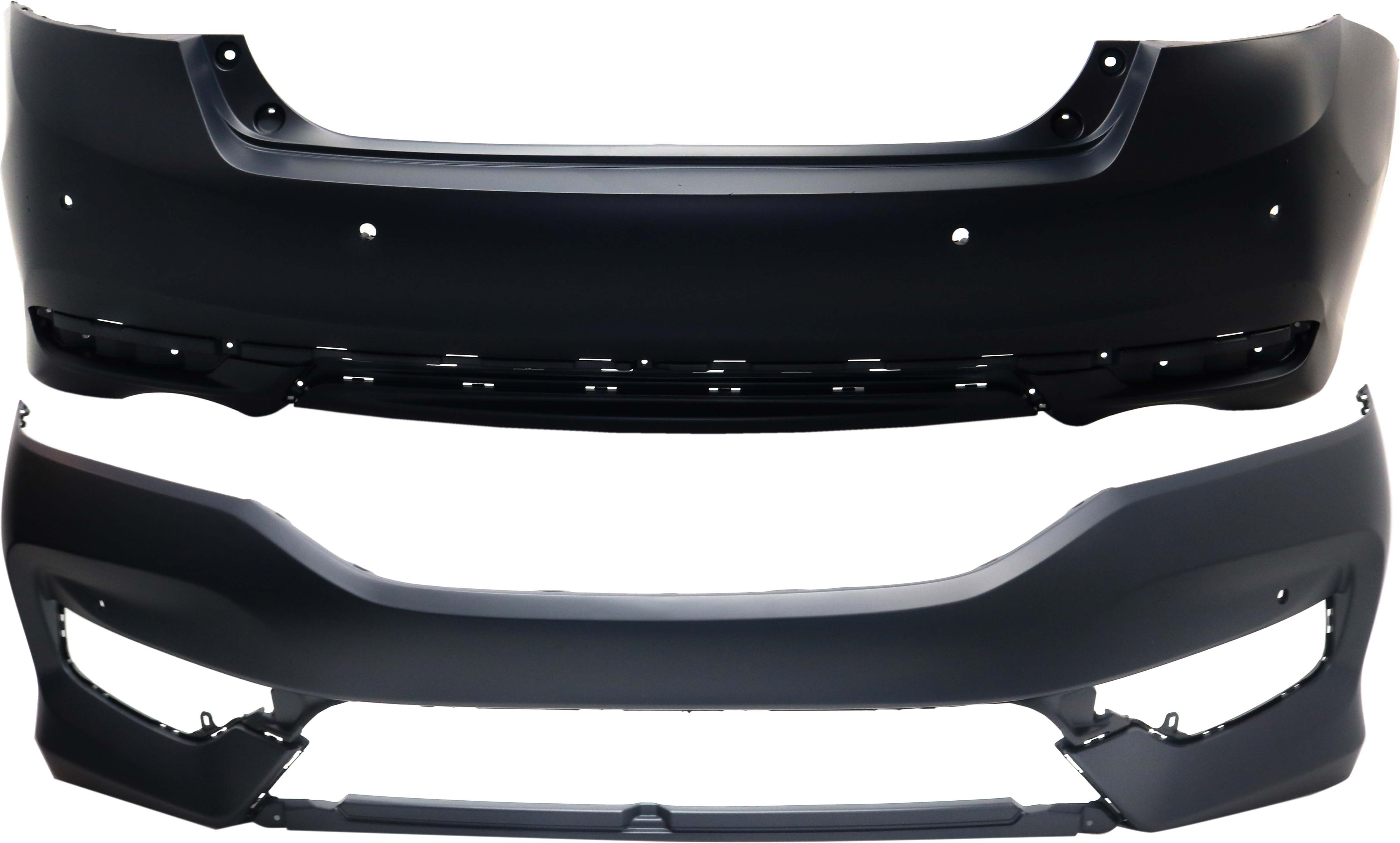 AM ACCORD 16-17 FRONT AND REAR BUMPER COVER Primed 6 Cyl Touring Model Sedan CAPA SKU SET REPHD010307PQ 2 Partslink HO1000303C HO1100293C OEM 71100T2FA70ZZ 71500T2FA80ZZ