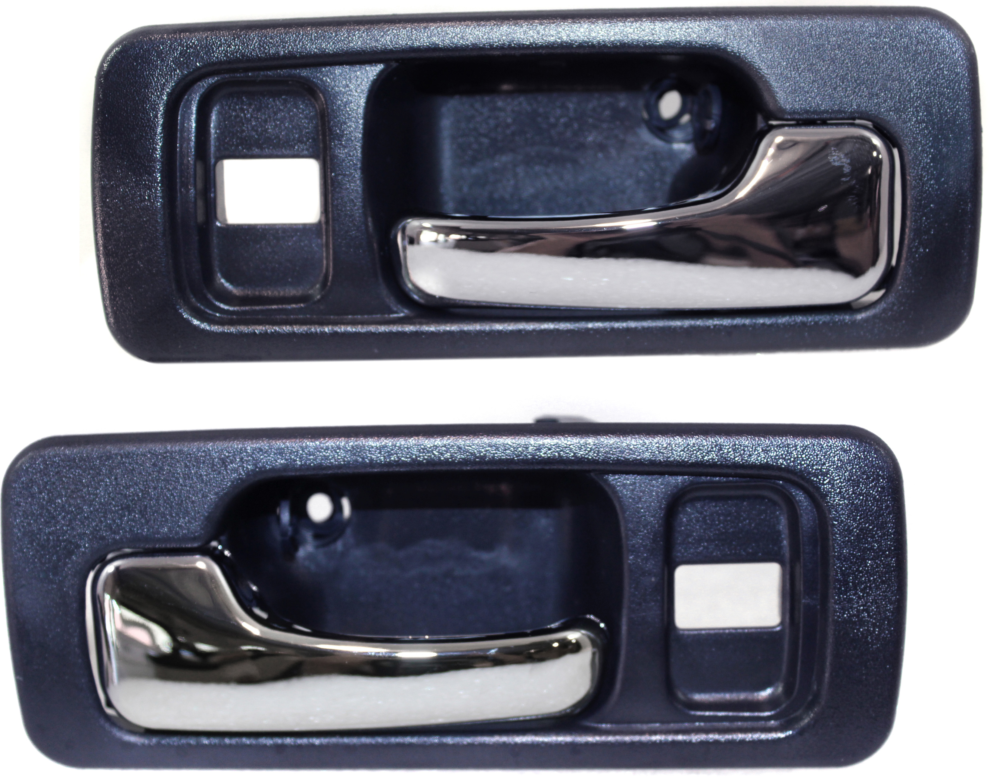 AM ACCORD 90-93 FRONT INTERIOR DOOR HANDLE RH AND LH Dark Blue Bezel with Chrome Lever w Door Lock Hole Sedan SKU SET REPHD462139 Partslink HO1353134 HO1352134 OEM 72125SM4003ZA 72165SM4003ZA