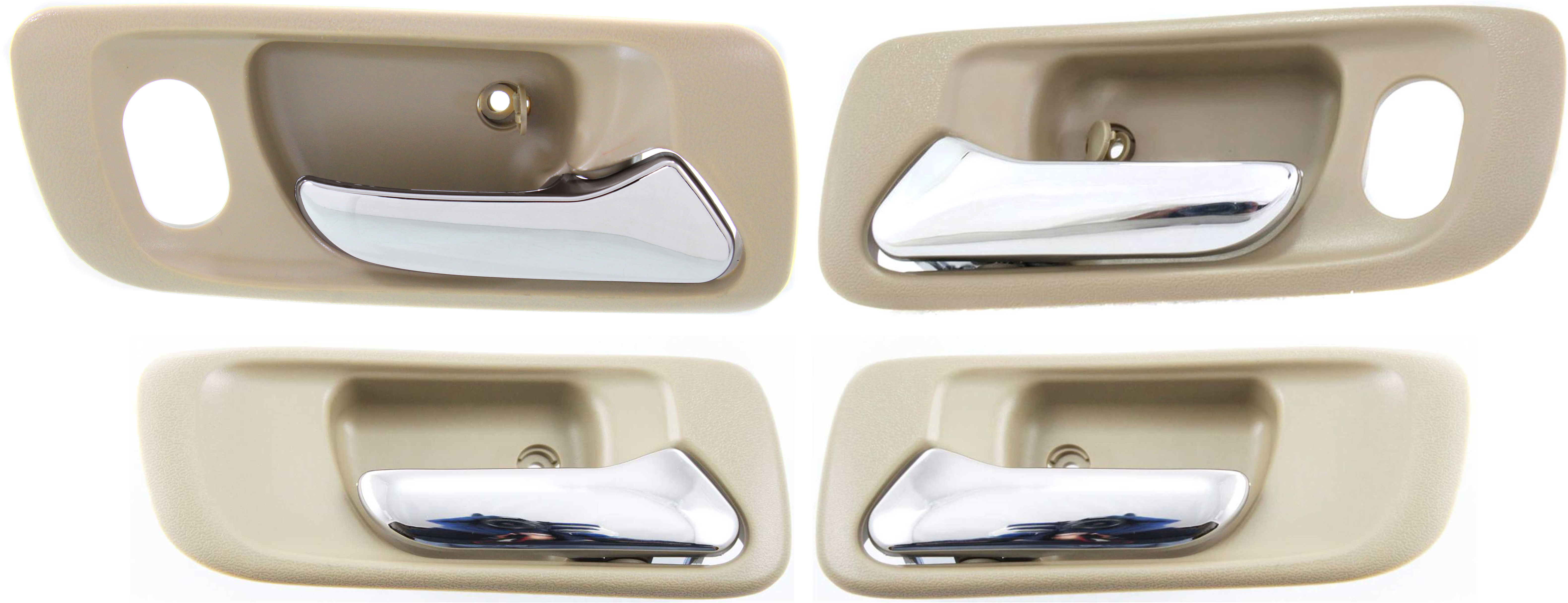 AM ACCORD 98-02 FRONT AND REAR INTERIOR DOOR HANDLE RH AND LH Beige bezel with chrome lever SKU SET REPHD462157-4 Partslink HO1353103 HO1352103 HO1353118 HO1352118 OEM 72620S84A01ZC 72660S84A01ZC 72