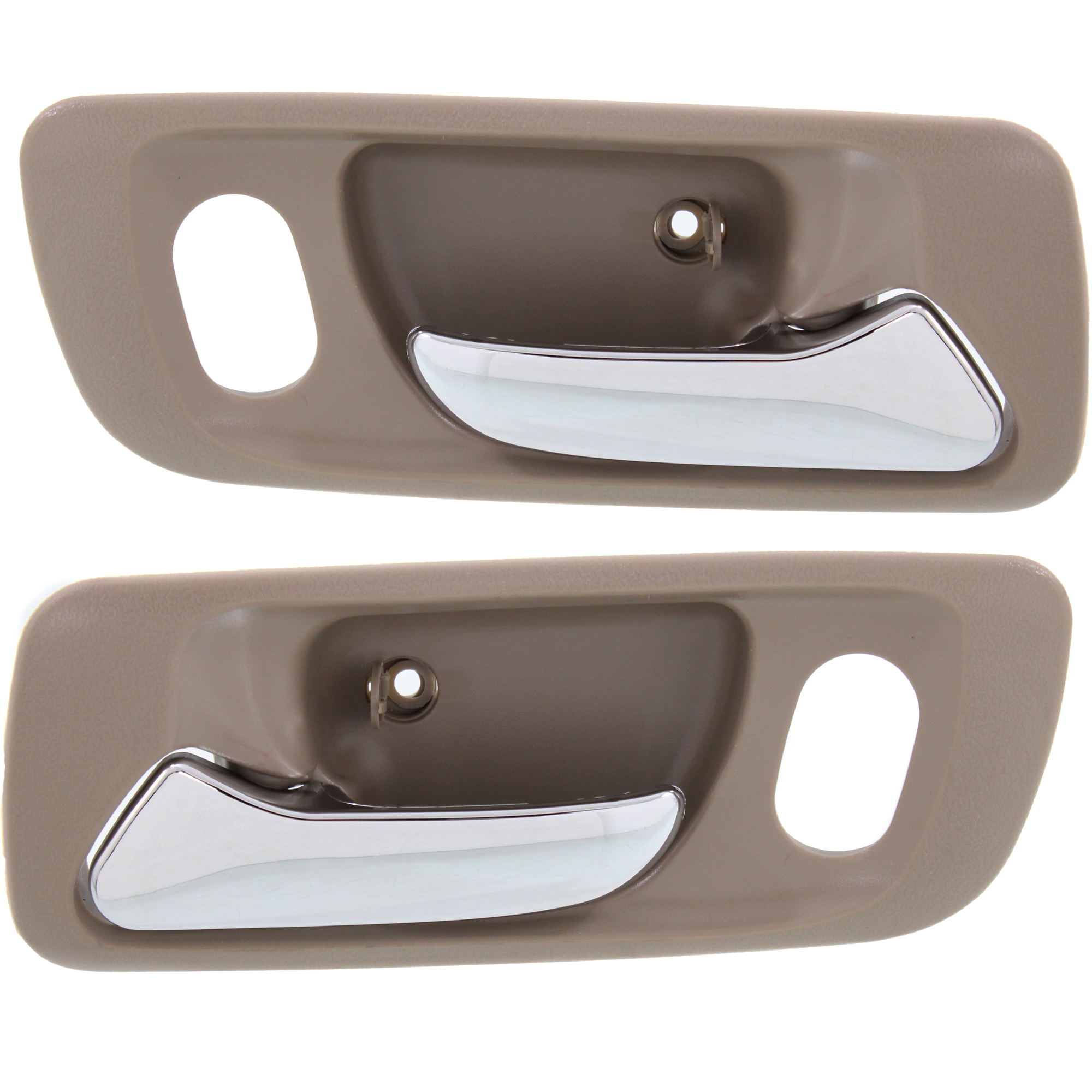 AM ODYSSEY 99-04 FRONT DOOR HANDLE RH and LH Inside Chrome Lever + Beige Housing w Hole SKU SET REPHD462157 Partslink HO1353118 HO1352118 OEM 72125S84A01ZC 72165S84A01ZC