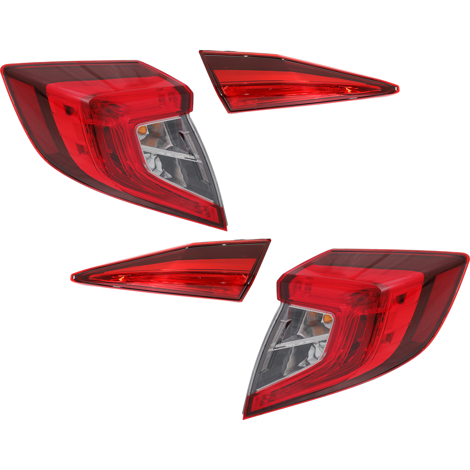 AM CIVIC 16-21 TAIL LAMP RH AND LH Inner and Outer Set of 4 Assembly Halogen Sedan SKU SET REPHD730105-4 Partslink HO2802112 HO2803112 HO2804110 HO2805110 OEM 33500TBAA01-33550TBAA01-34150T