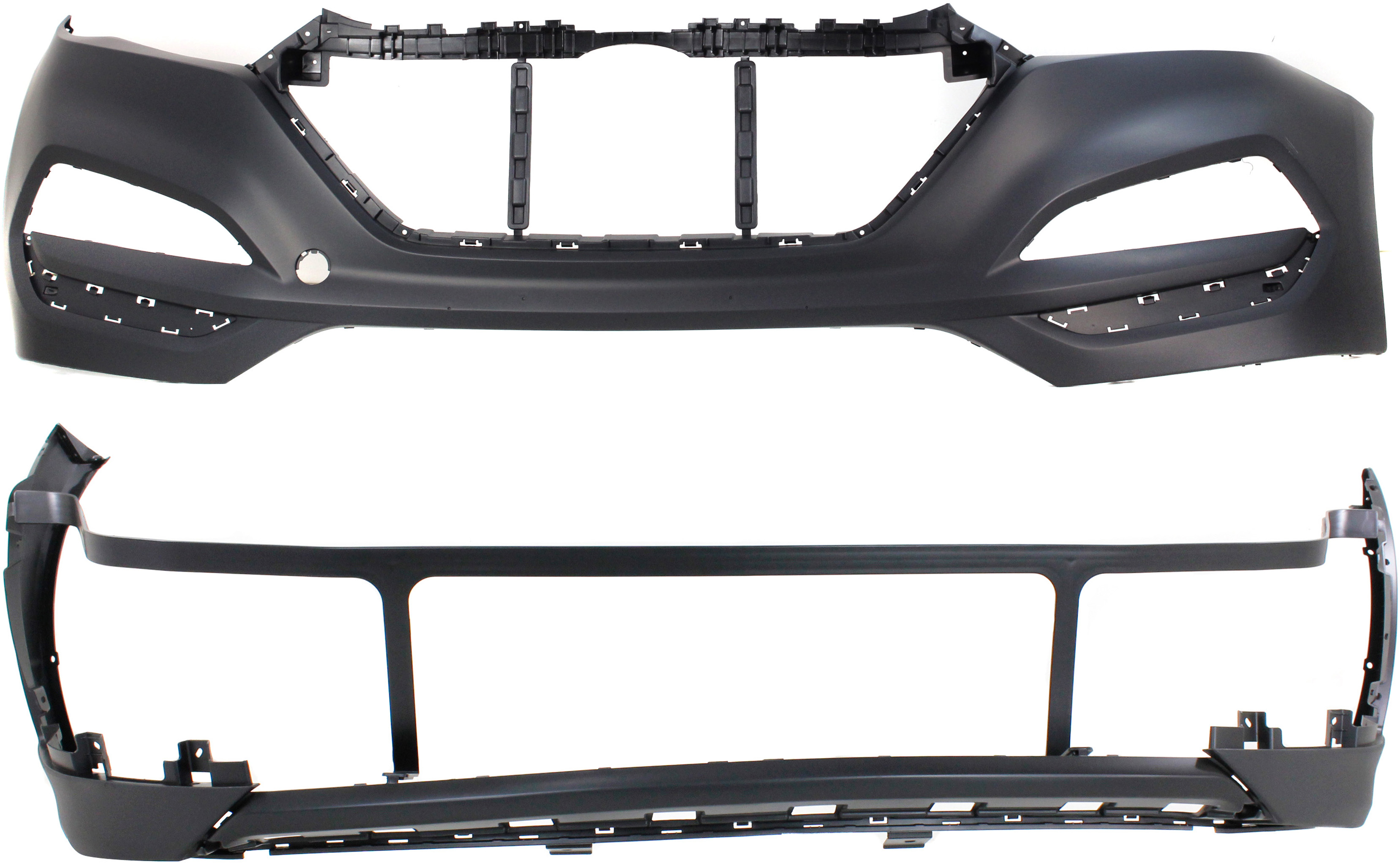 AM TUCSON 16-18 FRONT BUMPER COVER Upper and Lower SKU SET REPHY010308-2 Partslink HY1014101 HY1015105 OEM 86511D3000-86512D3100