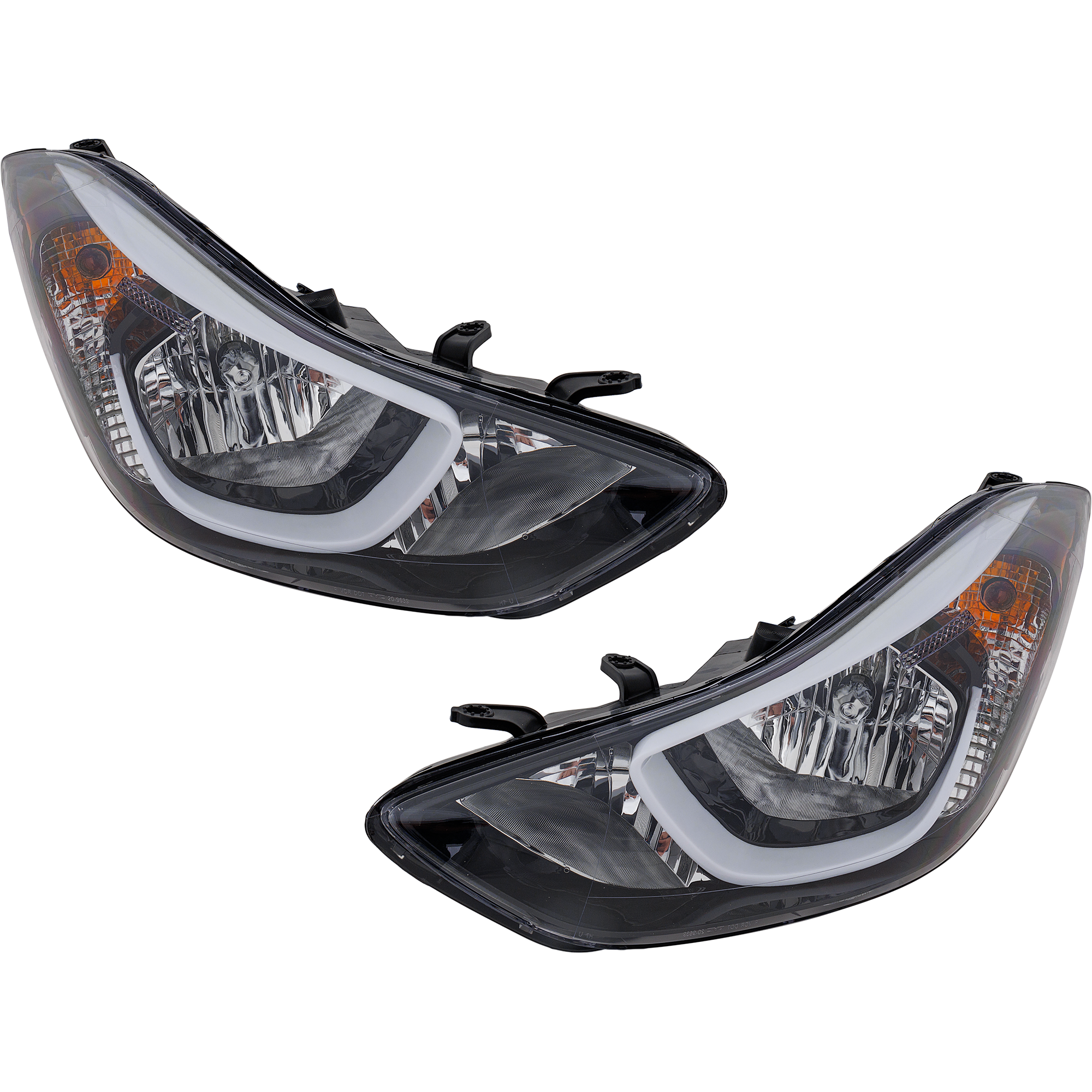 AM ELANTRA 14-16 HEAD LAMP RH AND LH Assembly Halogen w o LED Position Light Sedan USA Built SKU SET REPHY100103 Partslink HY2503187 HY2502187 OEM 921023X280-921023Y500-921013X2