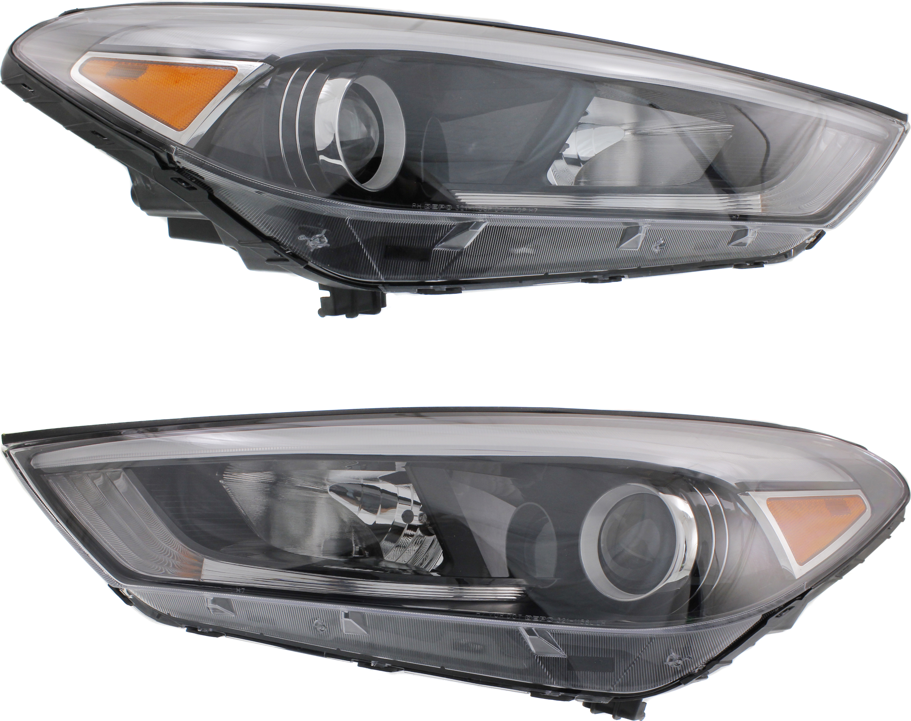 AM TUCSON 16-18 HEAD LAMP RH AND LH Assembly Halogen w LED Position Light SKU SET REPHY100107 Partslink HY2503199 HY2502199 OEM 92102D3050-92101D3050