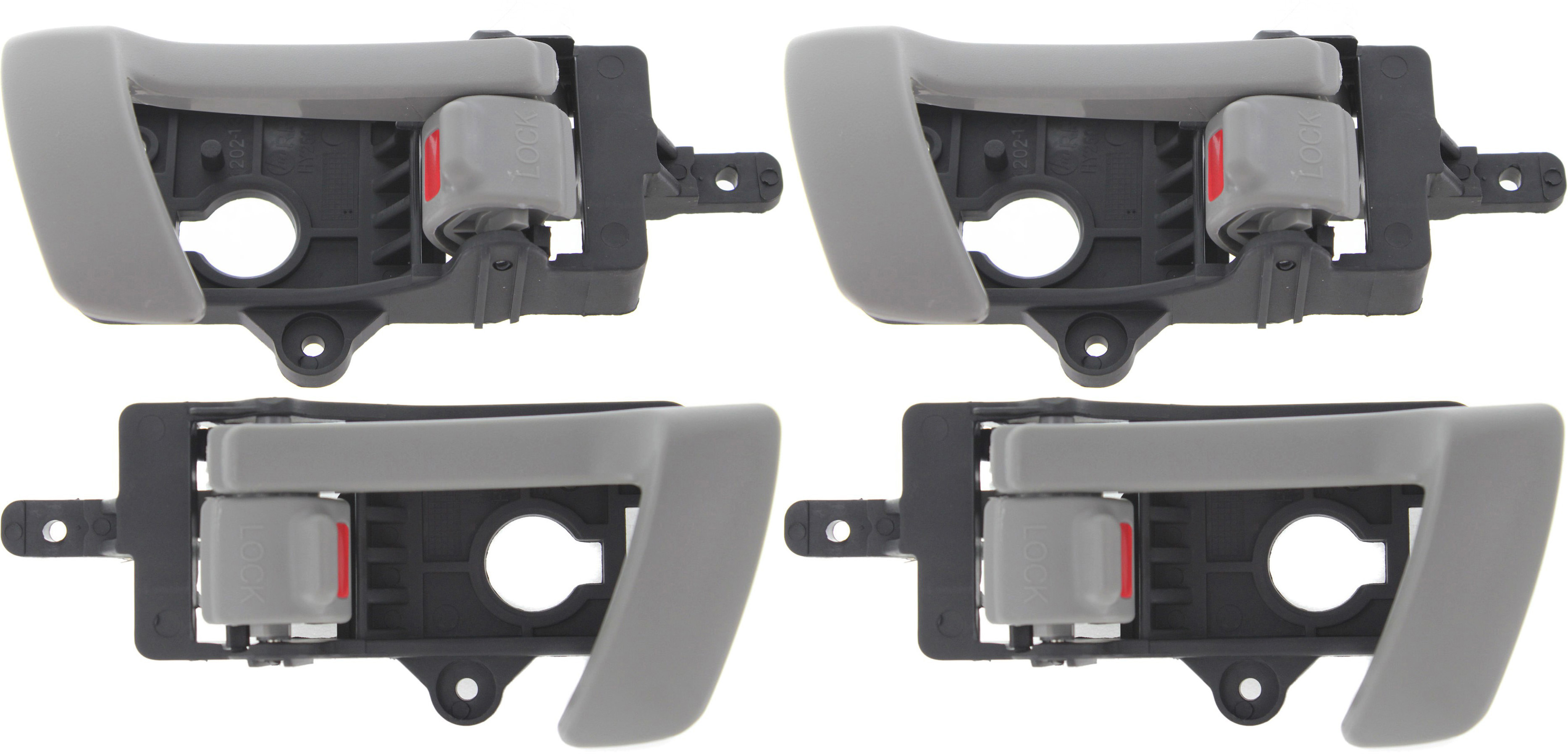 AM SANTA FE 07-12 INTERIOR DOOR HANDLE Set of 4 Front and Rear RH and LH All Gray Plastic SKU SET REPHY462197-4 OEM 826202B000J4-836200W000S4-8261