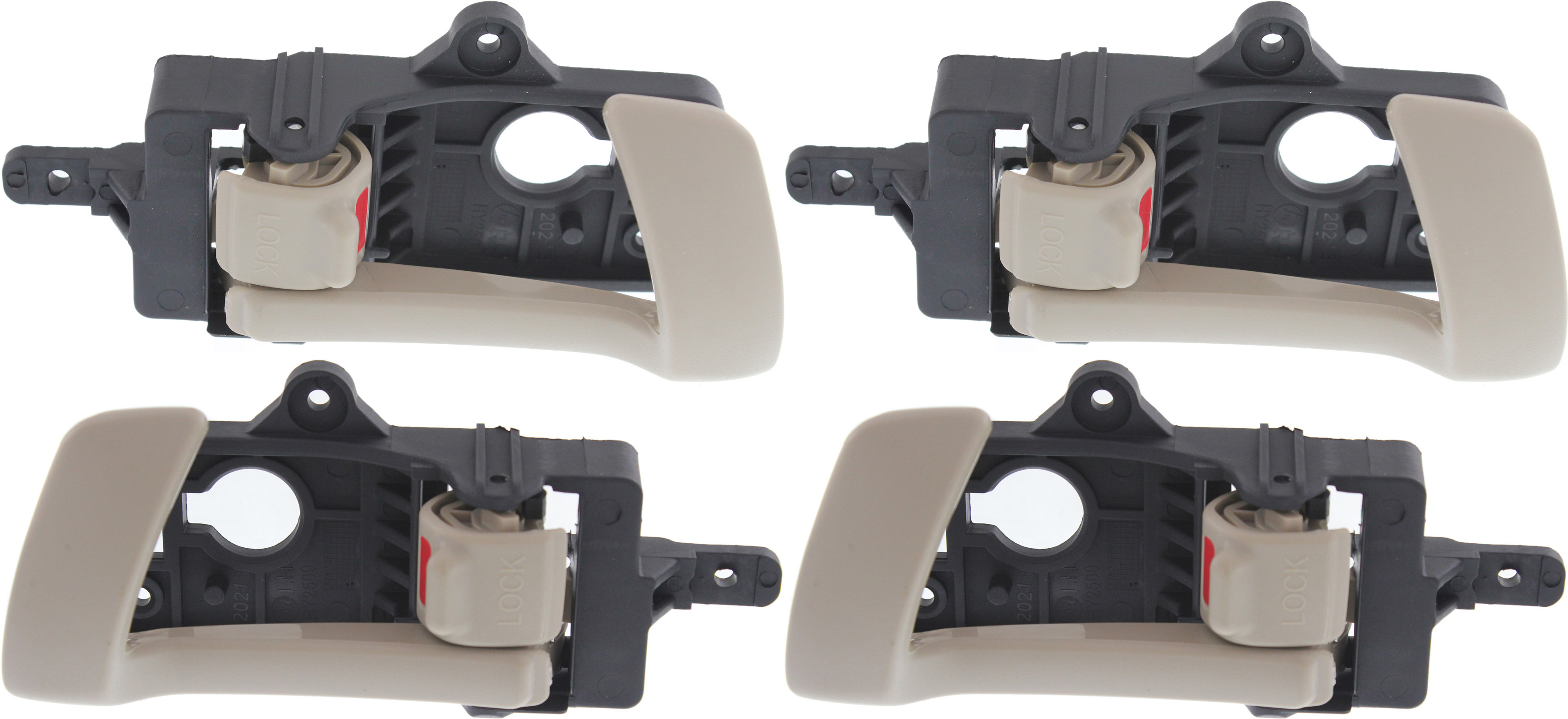 AM SANTA FE 07-12 INTERIOR DOOR HANDLE Set of 4 Front and Rear RH and LH All Beige Plastic SKU SET REPHY462301-4 OEM 826202B000J9-836200W000J9-8261