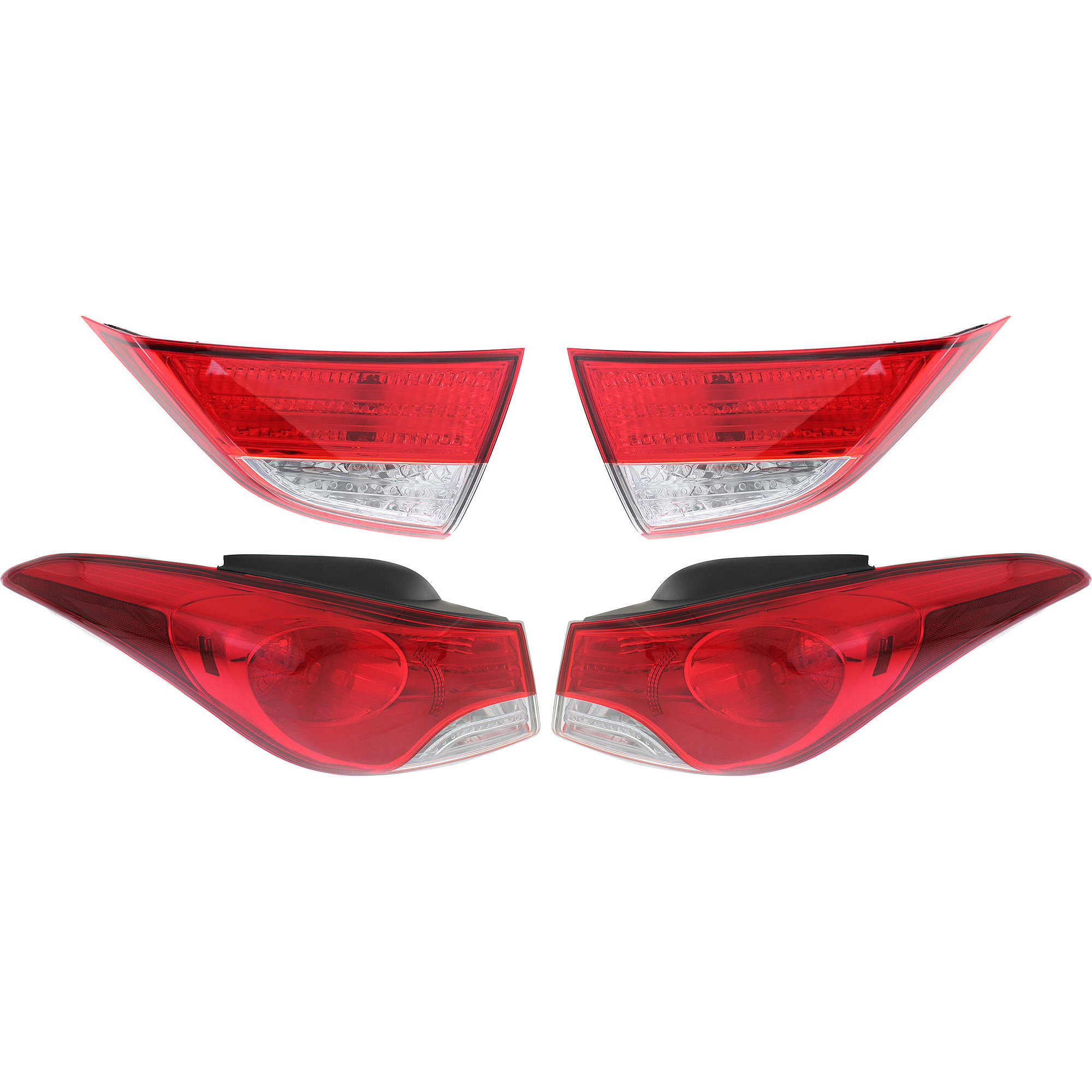 AM ELANTRA 11-13 ELANTRA COUPE 13-13 TAIL LAMP RH AND LH Inner and Outer Assembly Halogen Korea Built Vehicle SKU SET REPHY730105-4 Partslink HY2802116 HY2803116 HY2804120 HY2805120 OEM 924013X050-924023X050-924033X0