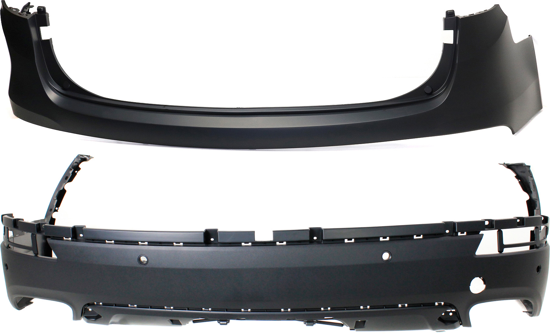 AM SANTA FE SANTA FE XL 13-16 REAR BUMPER COVER Upper and Lower Set of 2 w Parking Aid Snsr Holes and BSD Exc. Sport Model SKU SET REPHY760102P 2 Partslink HY1114101 HY1115109 OEM 86611B8000-86650B8000-86650B82