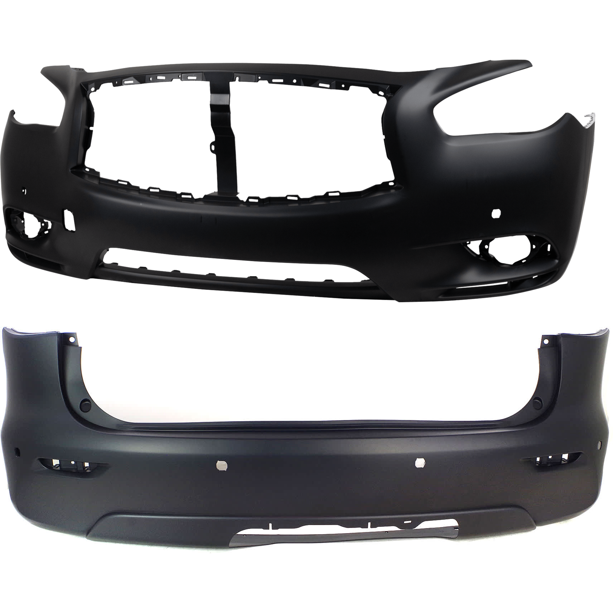 AM JX35-13-13 QX60-14-15 FRONT AND REAR BUMPER COVER Primed w o mounting bracket s and license plate provision w tow hook hole and parking aid sensor holes SKU SET REPI010324P B