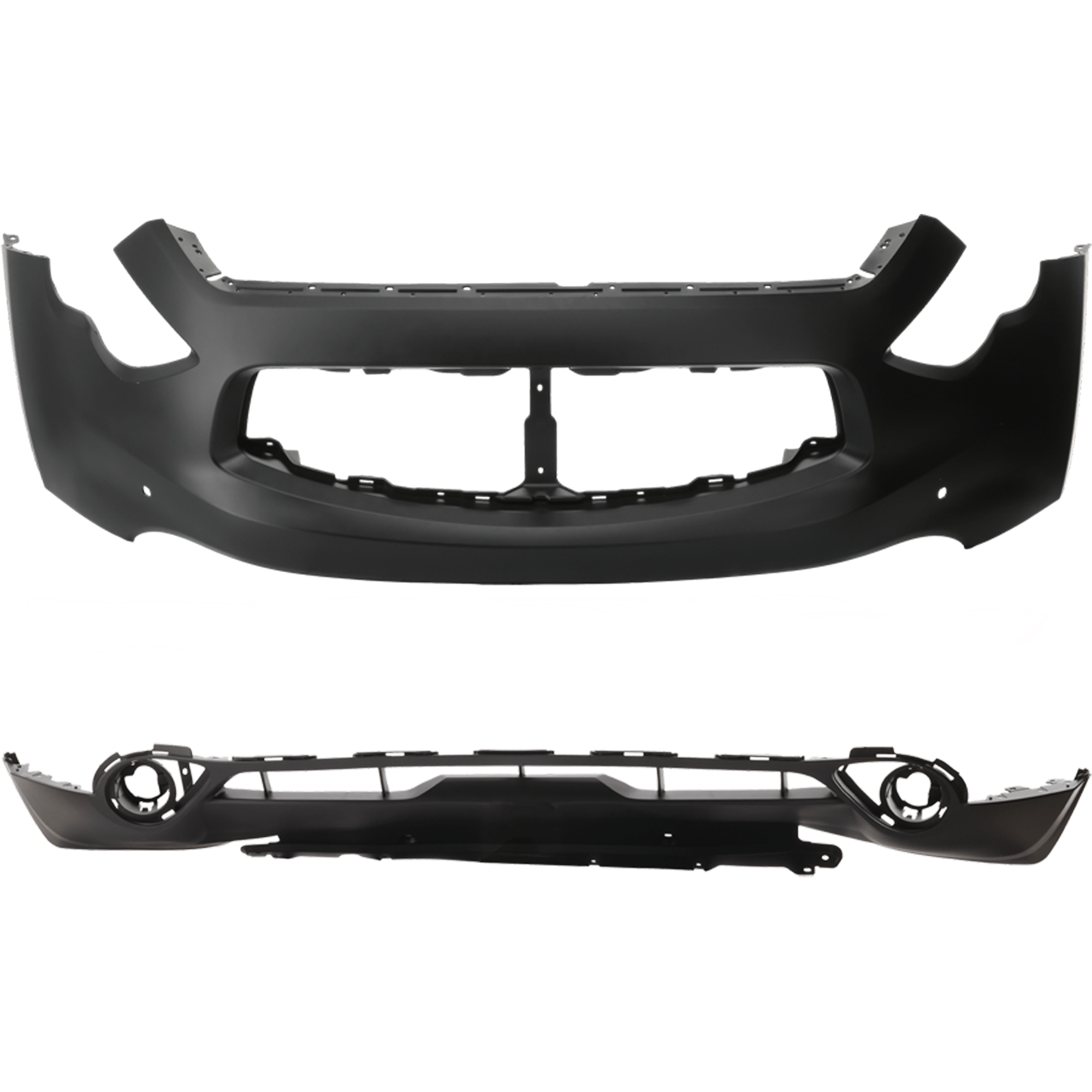 AM FX35-09-10 FX50-09-10 FRONT BUMPER COVER Upper and Lower Upper Primed Lower Textured w Navigation System w o mounting bracket s Upper w parking aid sensor holes Lower w o parking aid SKU SET REPI010330 B