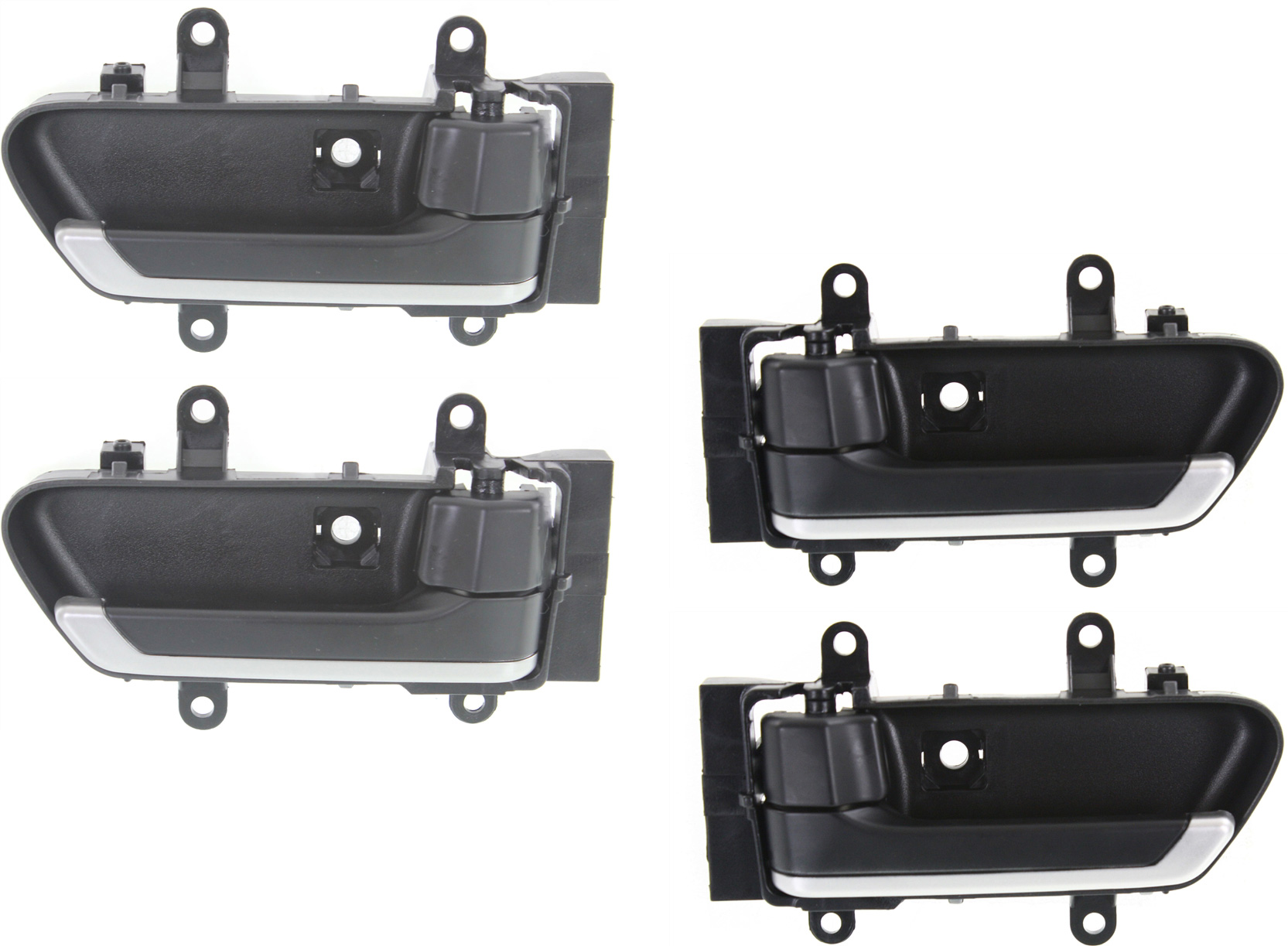 AM MURANO 03-05 FRONT AND REAR DOOR HANDLE RH AND LH Set of 4 Inside Black w Silver Insert Plastic w o Lighting Hole SKU SET REPI462169-4 OEM 80670CA00A 80670CA003-80671CA0