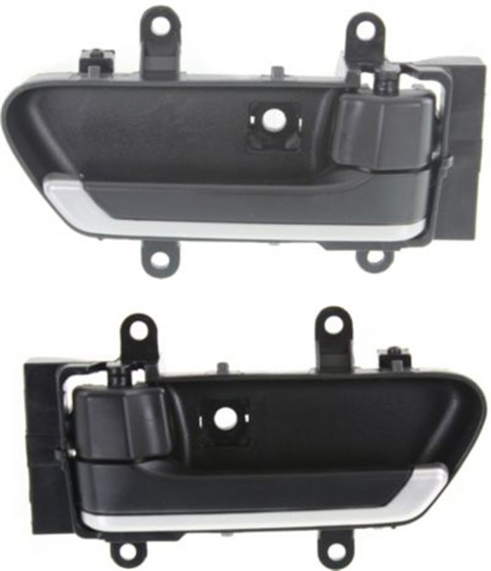AM MURANO 03-05 FRONT DOOR HANDLE RH and LH Inside Black w Silver Insert Plastic w o Lighting Hole =REAR SKU SET REPI462169 OEM 80670CA00A 80670CA003-80671CA0