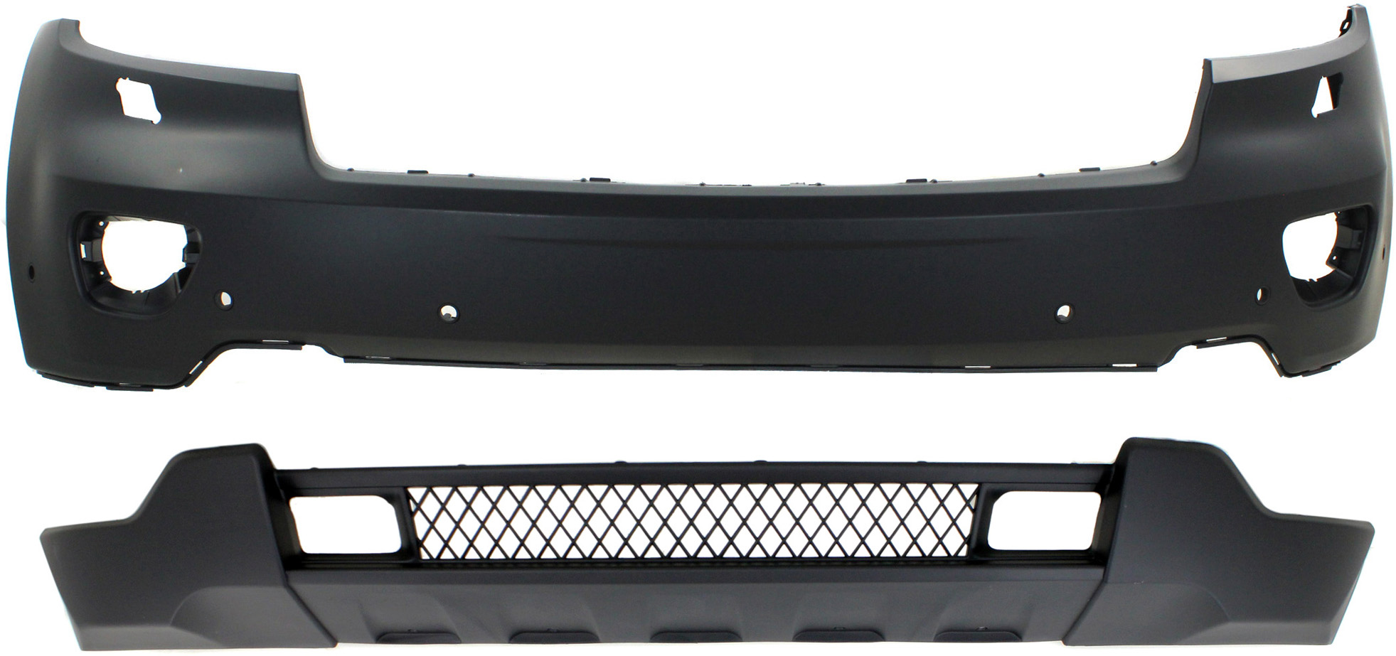 AM GRAND CHEROKEE 11-13 FRONT BUMPER COVER Upper and Lower Set of 2 Prmd Exc. SRT SRT8 Mdls SKU SET REPJ010321P 2 Partslink CH1095118 CH1000980 OEM 68078270AB 68078269AB