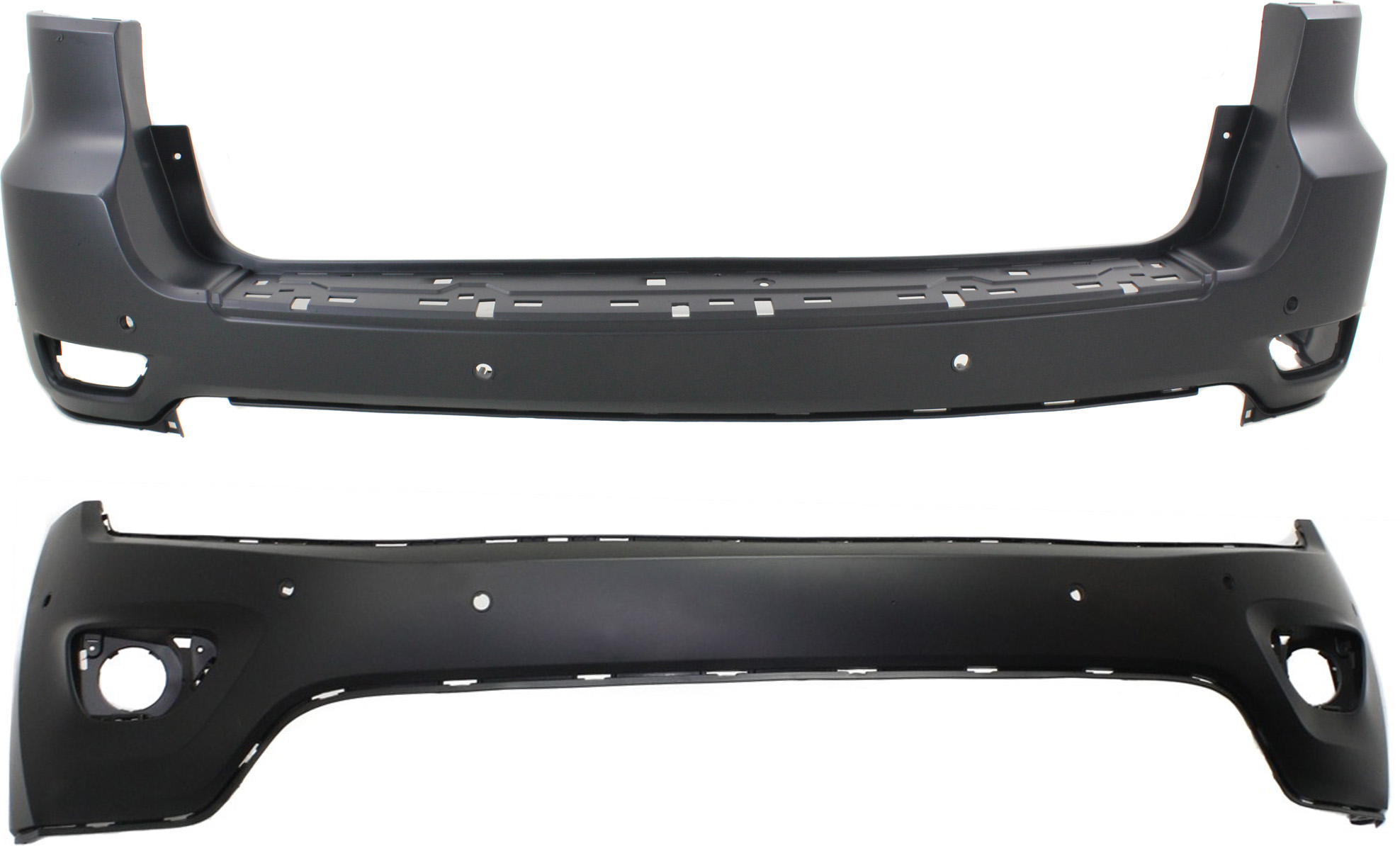 AM GRAND CHEROKEE 14-15 FRONT AND REAR BUMPER COVER Primed Exc. SRT 8 Model SKU SET REPJ010325P 2 Partslink CH1014109 CH1100985 OEM 68214172AA 68214368AC