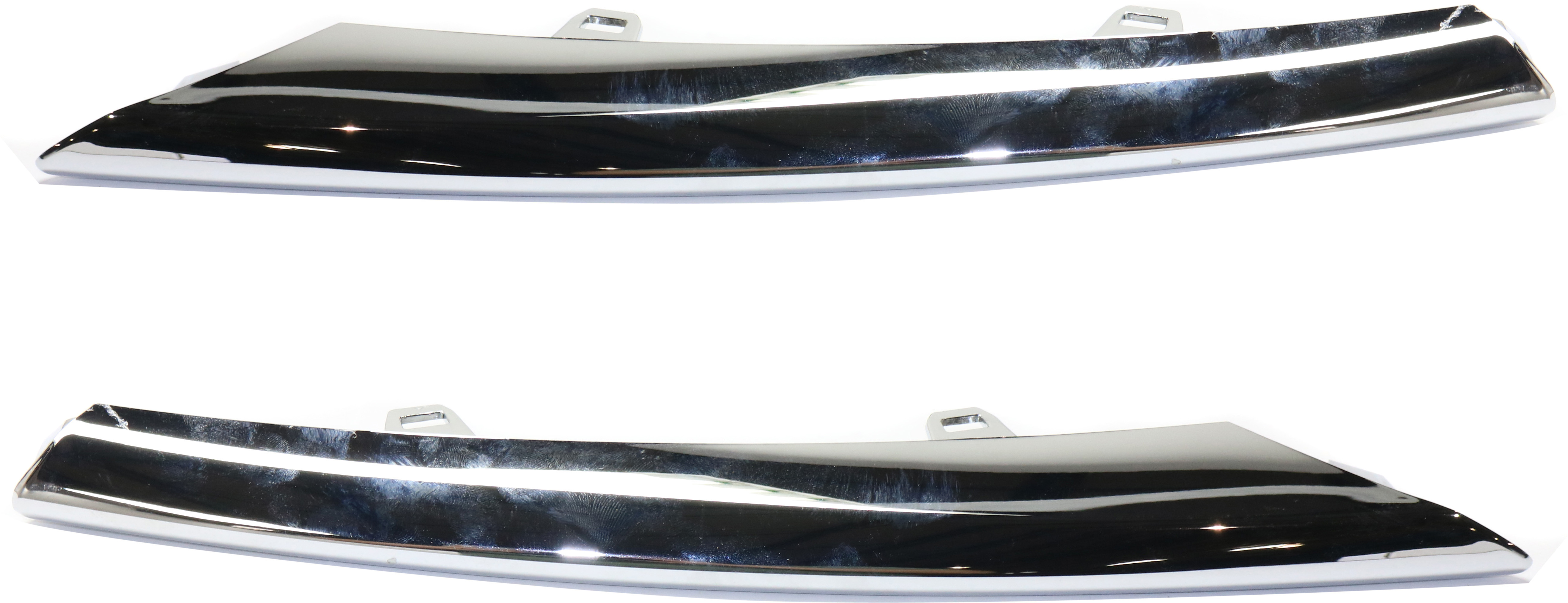 AM XJ 11-17 FRONT BUMPER MOLDING RH AND LH Cover Chrome SKU SET REPJ016105 Partslink JA1047103 JA1046103 OEM C2D25657 C2D25658