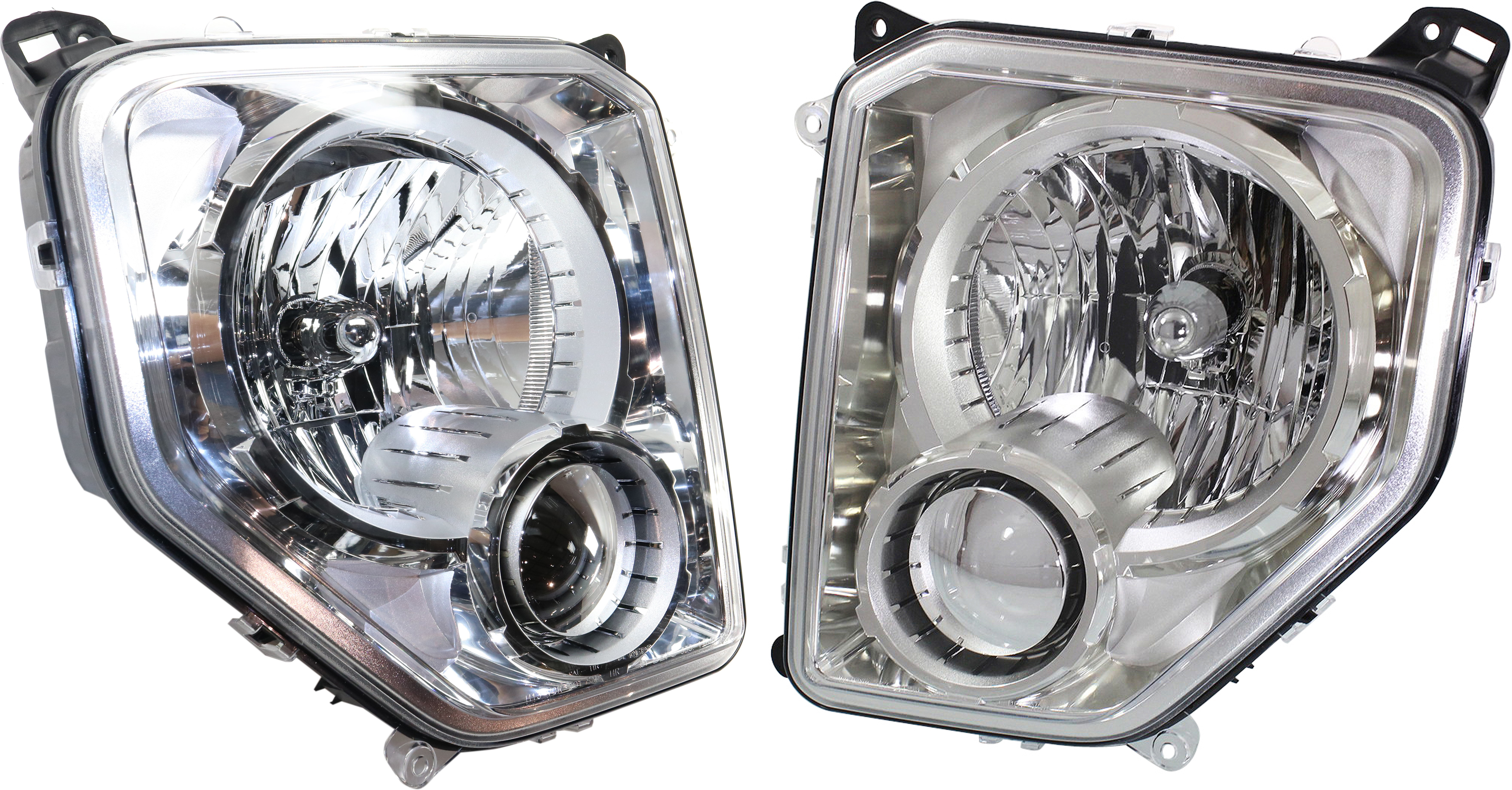 AM LIBERTY 08-12 HEAD LAMP RH AND LH Assembly Halogen Chrome Interior w o Fog Light Round Bulb Shield CAPA SKU SET REPJ100111Q