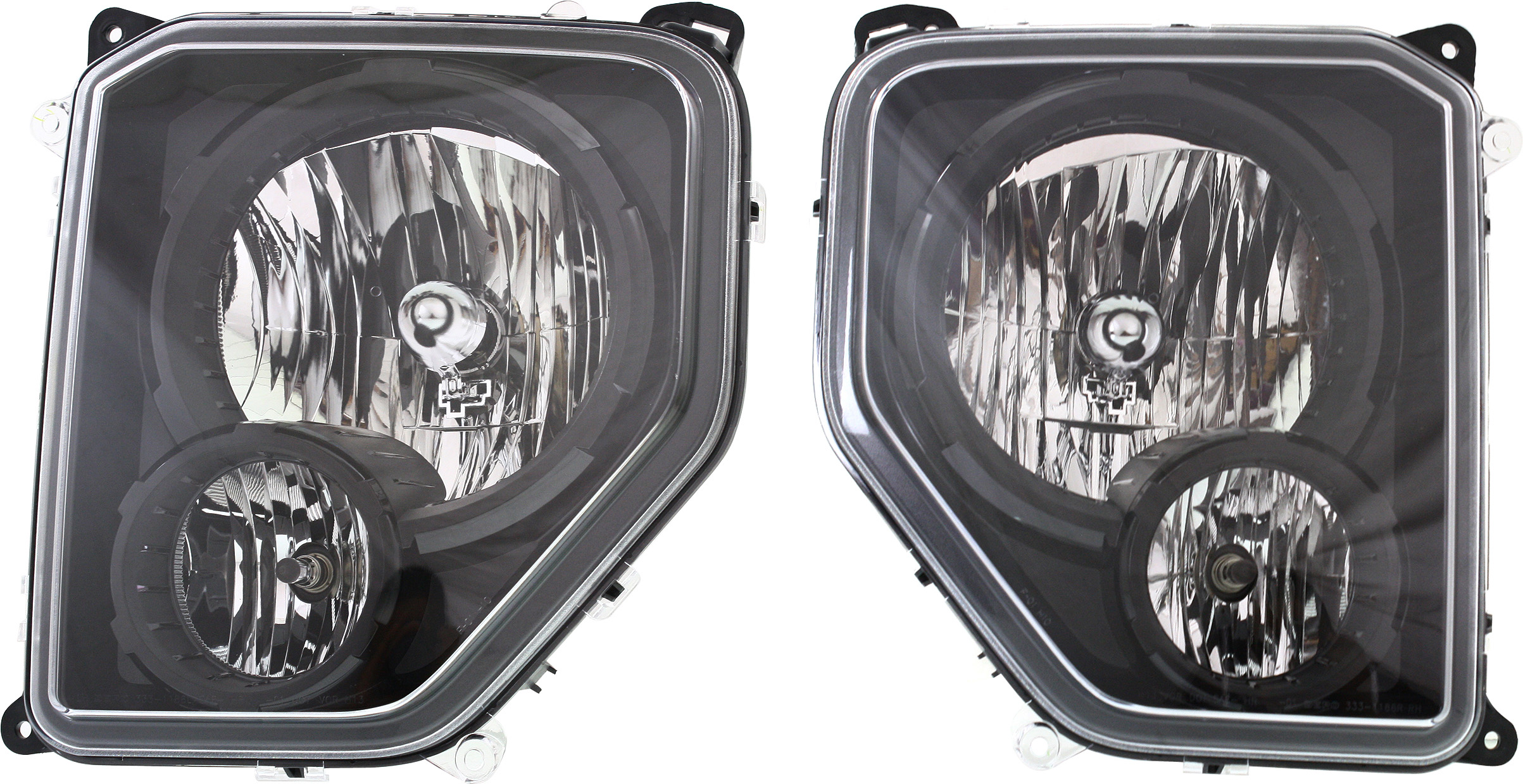 AM LIBERTY 10-12 HEAD LAMP RH AND LH Assembly Halogen Black Interior CAPA SKU SET REPJ100147Q Partslink CH2503227C CH2502227C OEM 68079710AA 68079711AA
