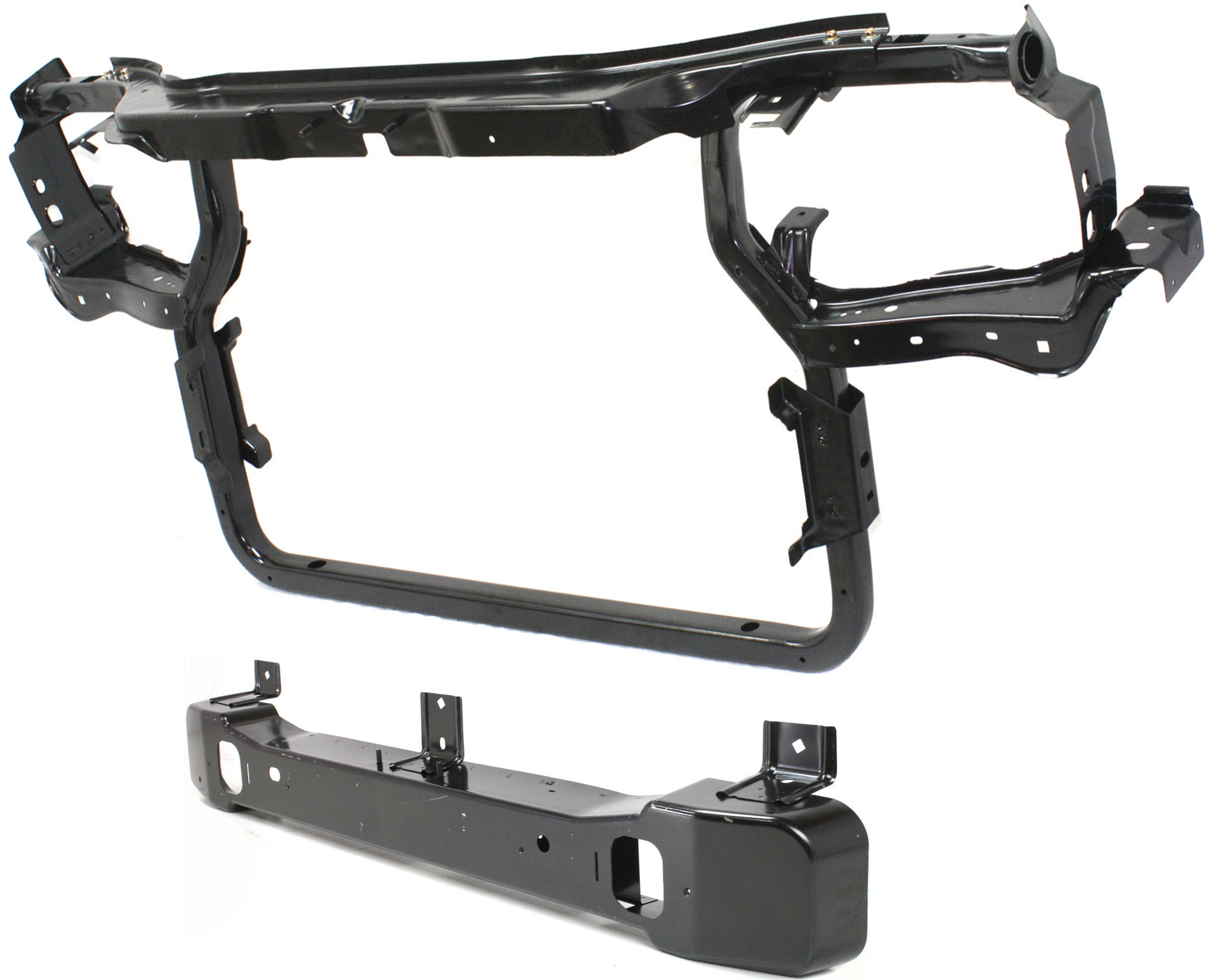 AM COMMANDER 06-10 RADIATOR SUPPORT Set of 2 Upper and Lower Radiator Support Assembly and Lower Crossmember SKU SET REPJ250106-2 Partslink CH1225248 CH1096100 OEM 55396487AD PFM 5143322AE 55396