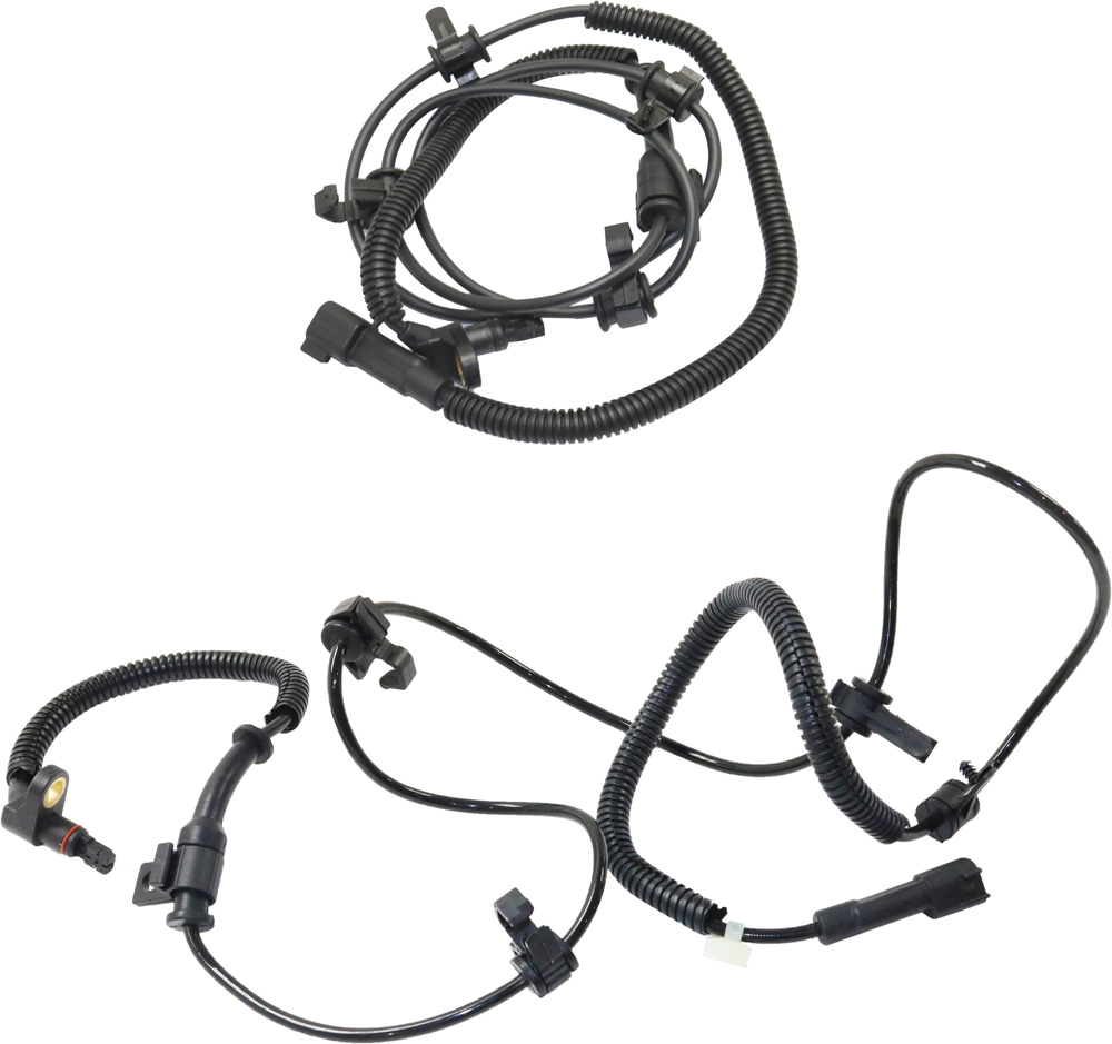 AM LIBERTY 02-07 FRONT ABS SPEED SENSOR RH AND LH 2 Male Blade Terminals Spindle Mounted SKU SET REPJ310805 OEM 52128694AE 52128695AF