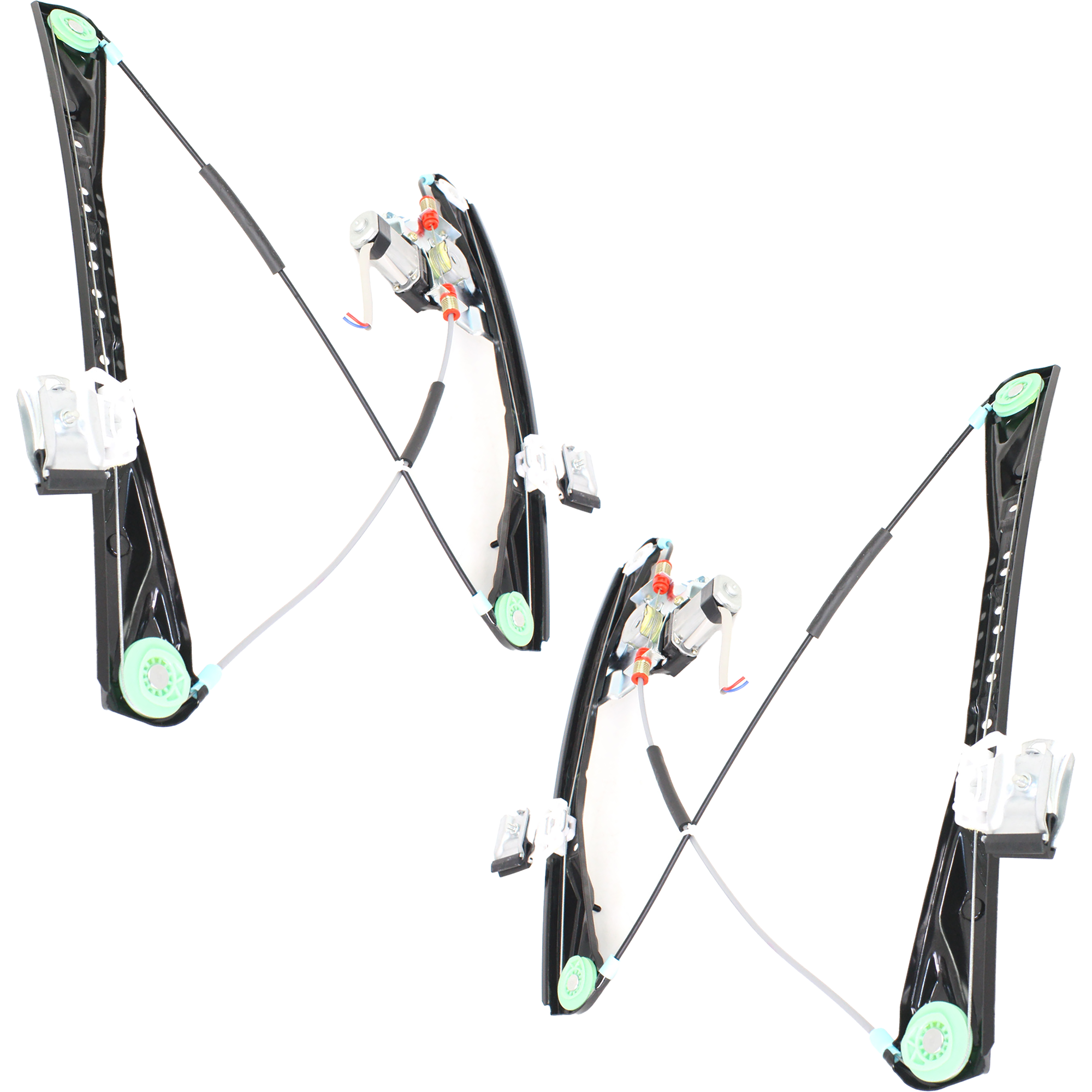AM LS 00-02 FRONT WINDOW REGULATOR RH and LH Power w Motor SKU SET REPJ462907 Partslink FO1351142 FO1350142 OEM YW4Z5423208AA YW4Z5423209AA