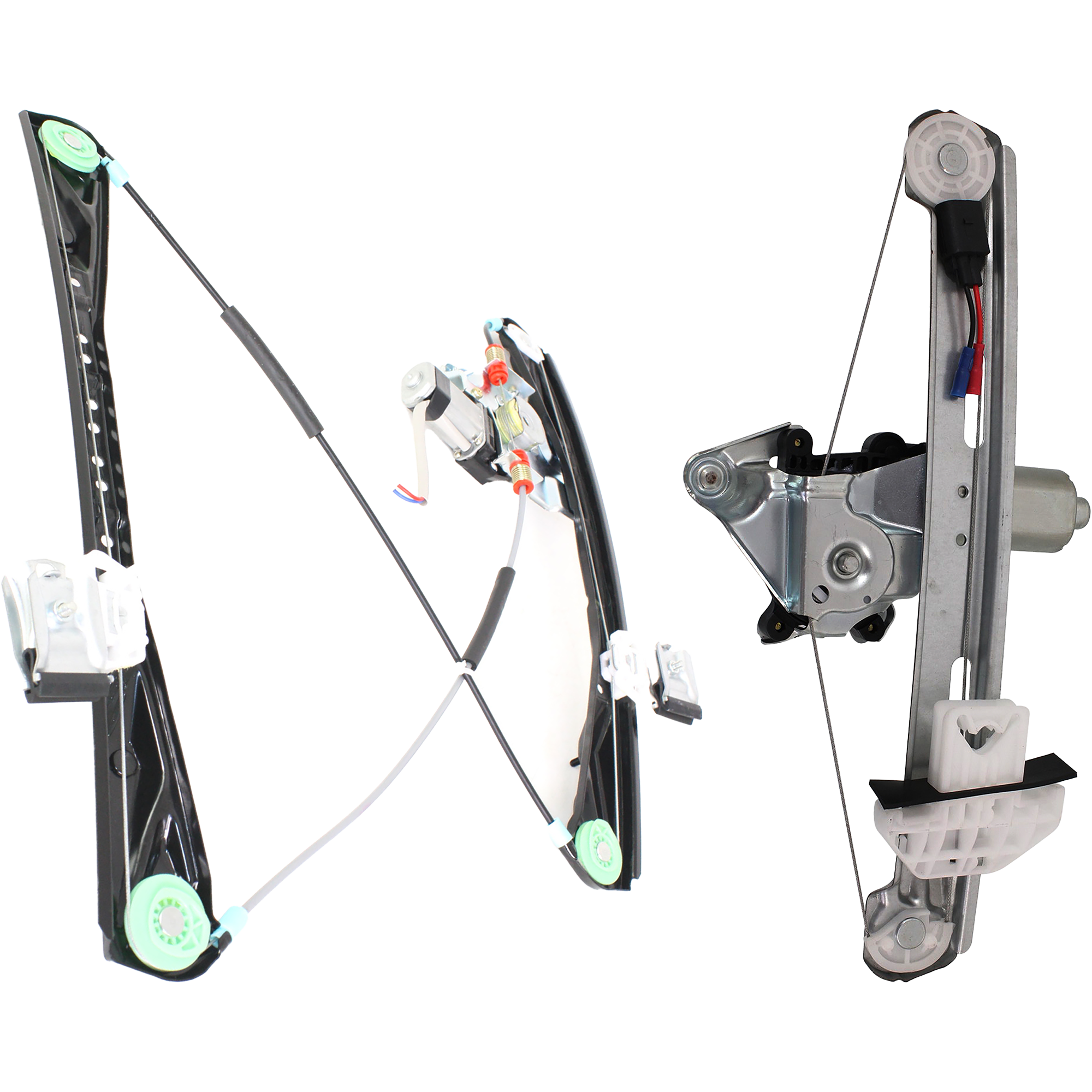 AM LS 00-02 FRONT AND REAR WINDOW REGULATOR LH Power w Motor SKU SET REPJ462908-2L Partslink FO1350142 FO1550124 OEM YW4Z5423209AA 3W4Z5427009AA 5W