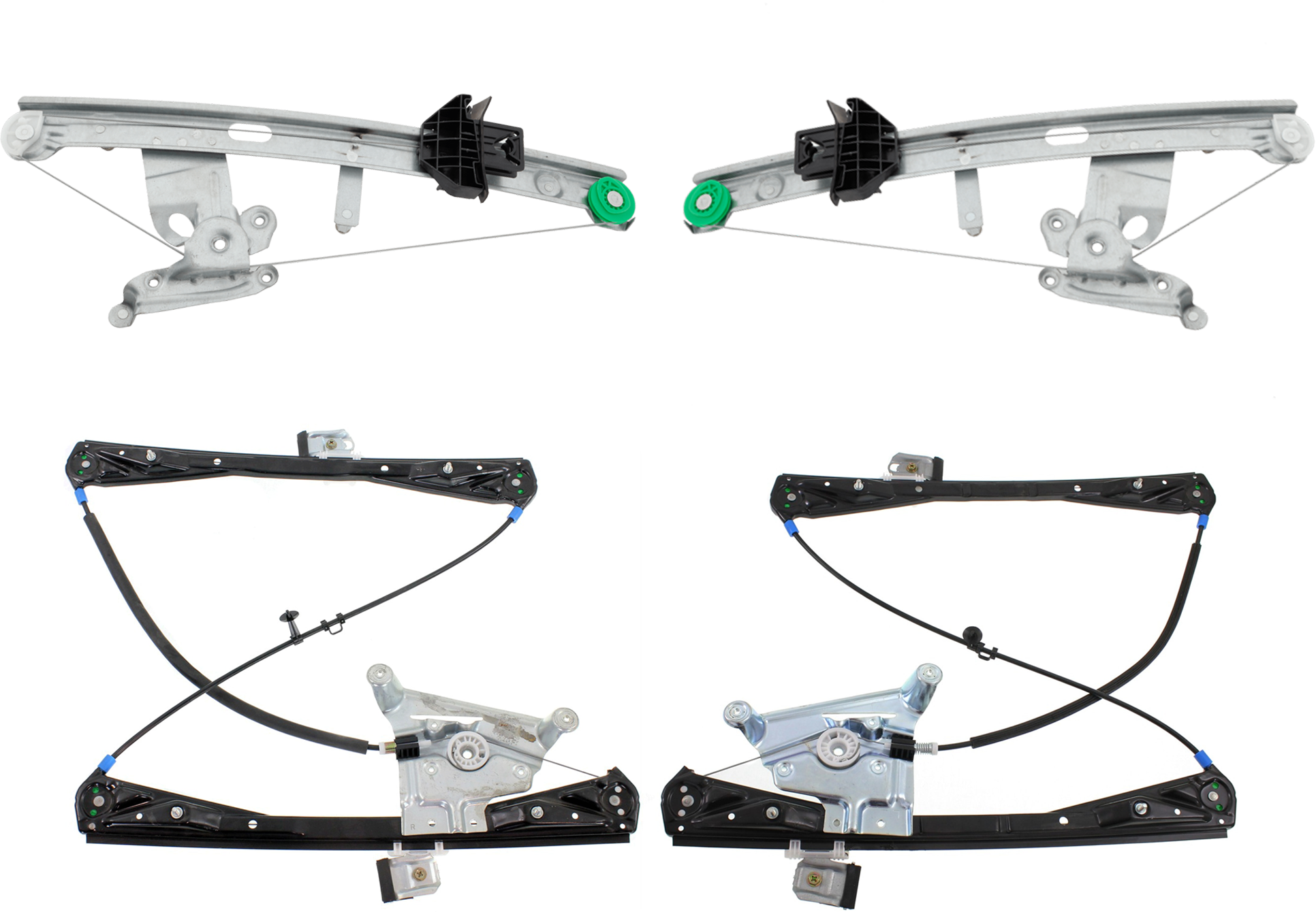 AM S TYPE 02-08 FRONT AND REAR WINDOW REGULATOR RH AND LH Power w o Motor From VIN M45255 SKU SET REPJ491717-4 OEM XR848093 XR848094 XR848095 XR8