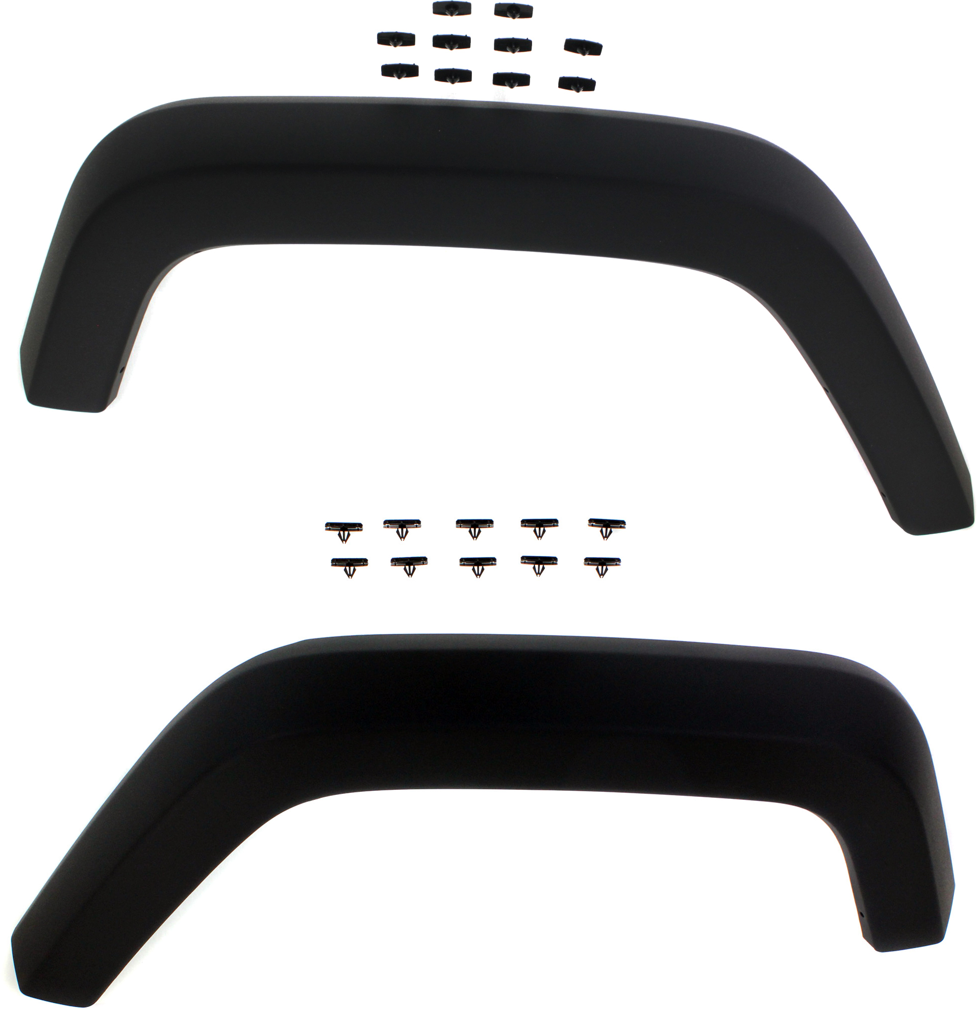 AM WRANGLER JK 07-18 REAR WHEEL OPENING MOLDING RH and LH Flare Plastic Textured Black SKU SET REPJ553907 Partslink CH1769107 CH1768107 OEM 5KF16RXFAE 5KF17RXFAE