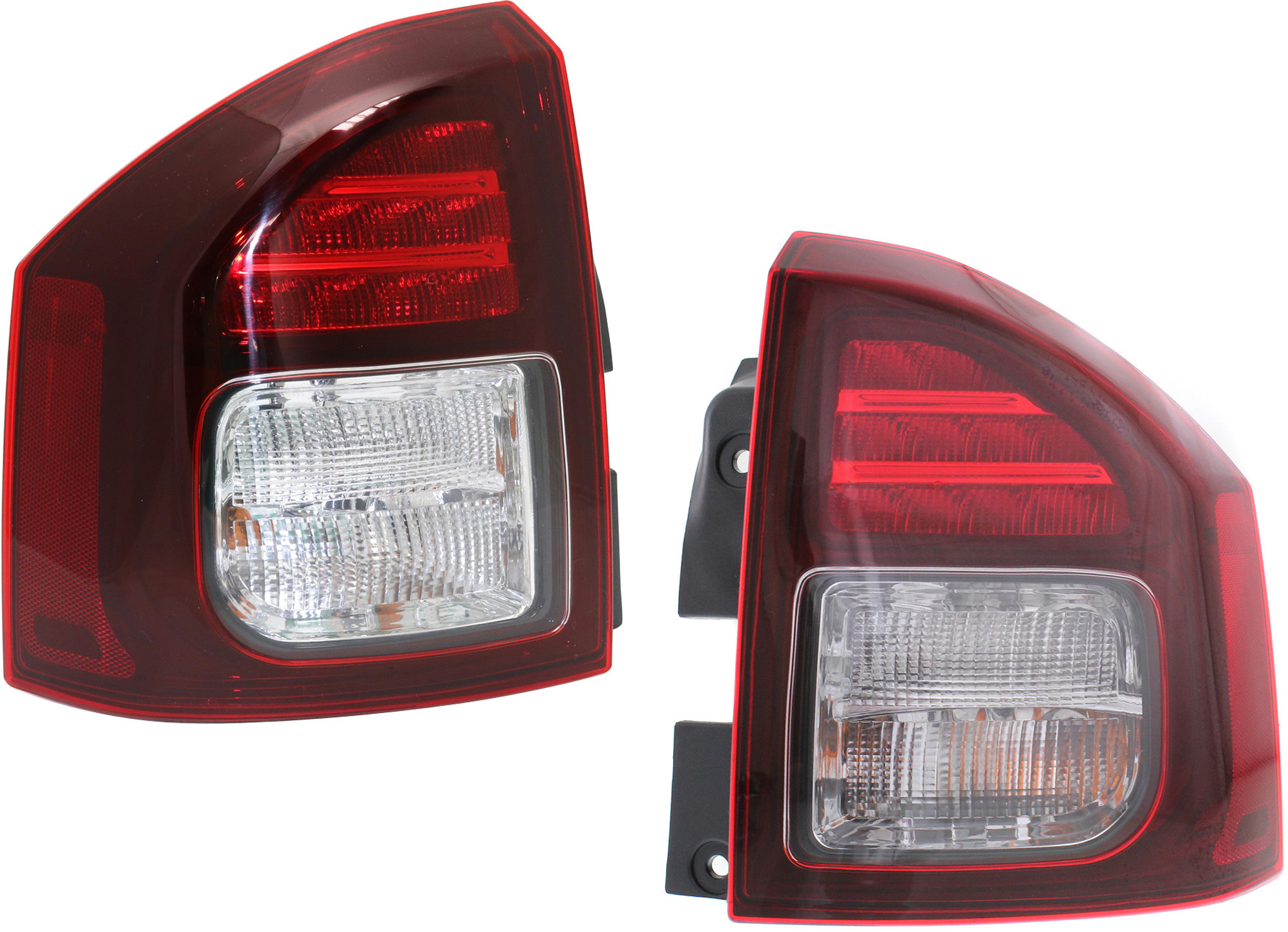 AM COMPASS 14-17 TAIL LAMP RH AND LH Clear Red Lens CAPA SKU SET REPJ730143Q Partslink CH2801204C CH2800204C OEM 5272908AB 5272908AA 5272909AB