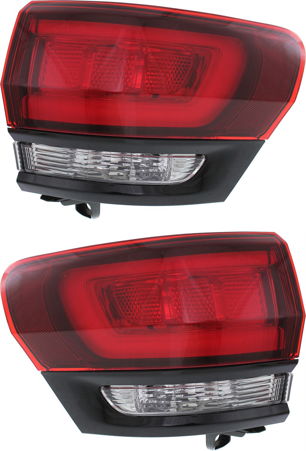 AM GRAND CHEROKEE 14-21 TAIL LAMP RH AND LH Outer Assembly w Black Bezel SRT Trackhawk Models SKU SET REPJ730147 Partslink CH2805108 CH2804108 OEM 68142942AH 68142943AH