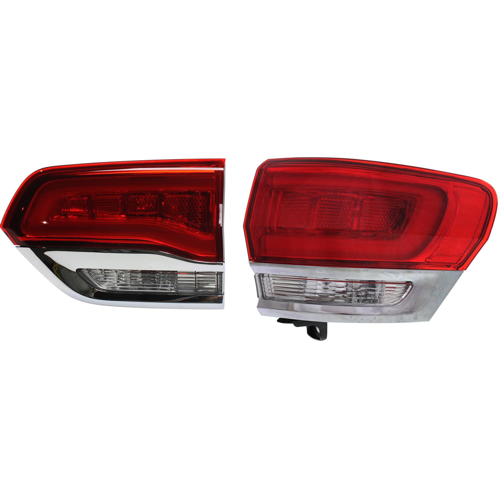 AM GRAND CHEROKEE 14-21 GRAND CHEROKEE WK 22-22 TAIL LAMP RH Inner and Outer Assembly Halogen Exc. SRT Trailhawk Trackhawk Models w Chrome Trim w o Platinum Insert SKU SET REPJ730149 A Partslink CH2803105 CH2805106 OEM 68110016AG 68110046AH