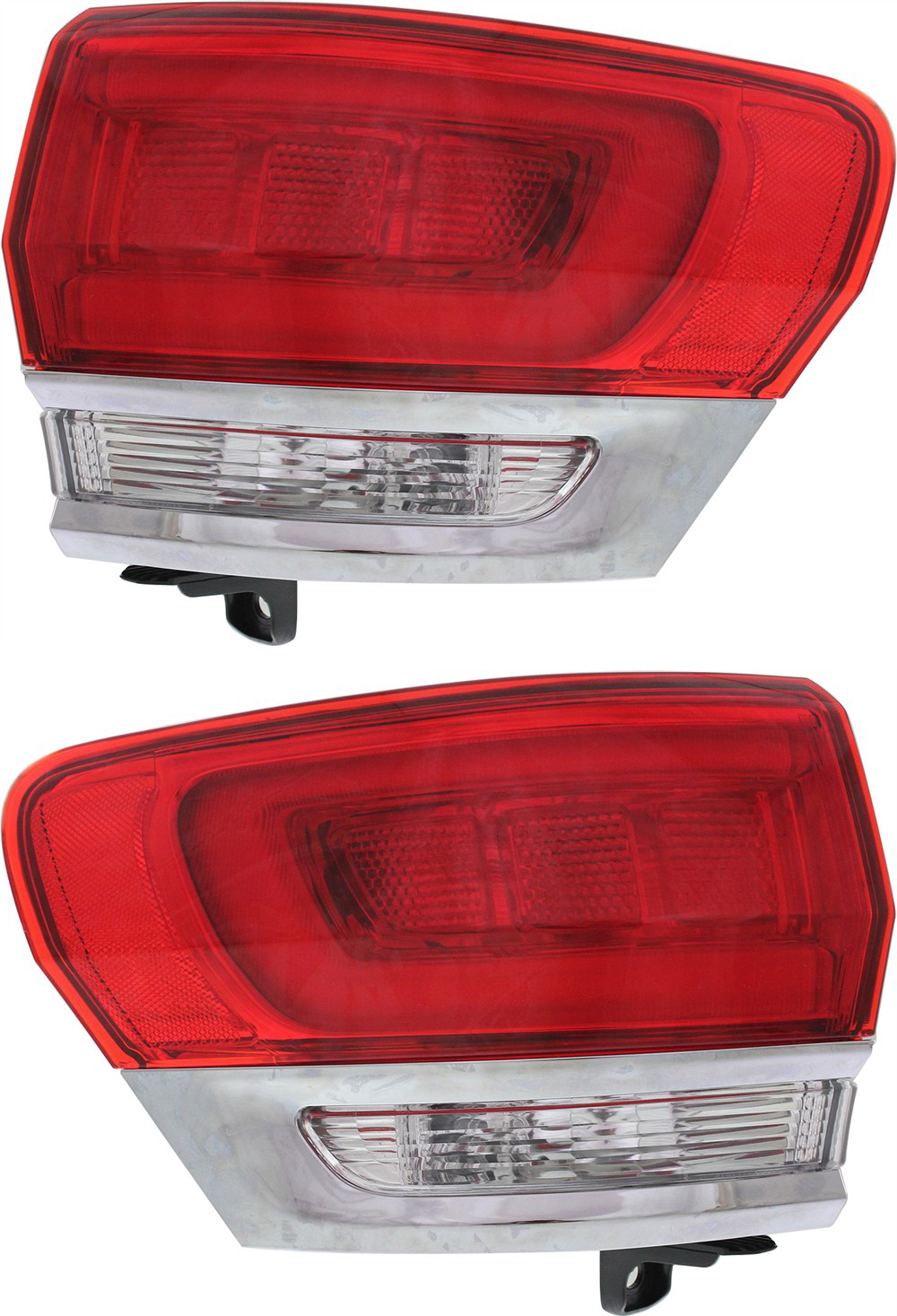 AM GRAND CHEROKEE 14-21 GRAND CHEROKEE WK 22-22 TAIL LAMP RH AND LH Outer Assembly Halogen Exc. SRT Trailhawk Trackhawk Models w Chrome Trim w o Platinum Insert SKU SET REPJ730149 Partslink CH2805106 CH2804106 OEM 68110016AG 68110017AG