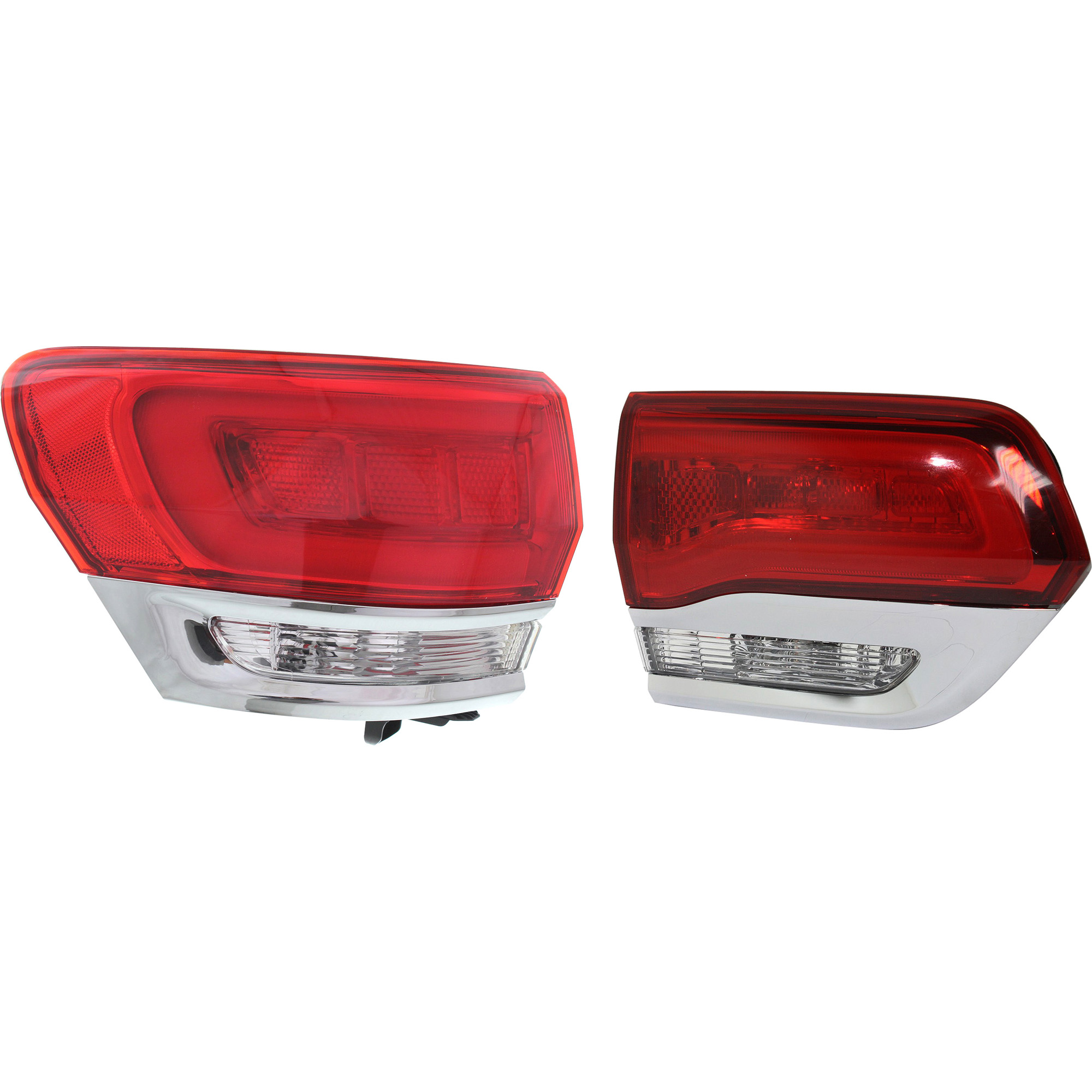 AM GRAND CHEROKEE 14-21 GRAND CHEROKEE WK 22-22 TAIL LAMP LH Inner and Outer Assembly Halogen Exc. SRT Trailhawk Trackhawk Models w Chrome Trim w o Platinum Insert CAPA SKU SET REPJ730152Q A Partslink CH2802105C CH2804106C OEM 68110017AG 68110047AH