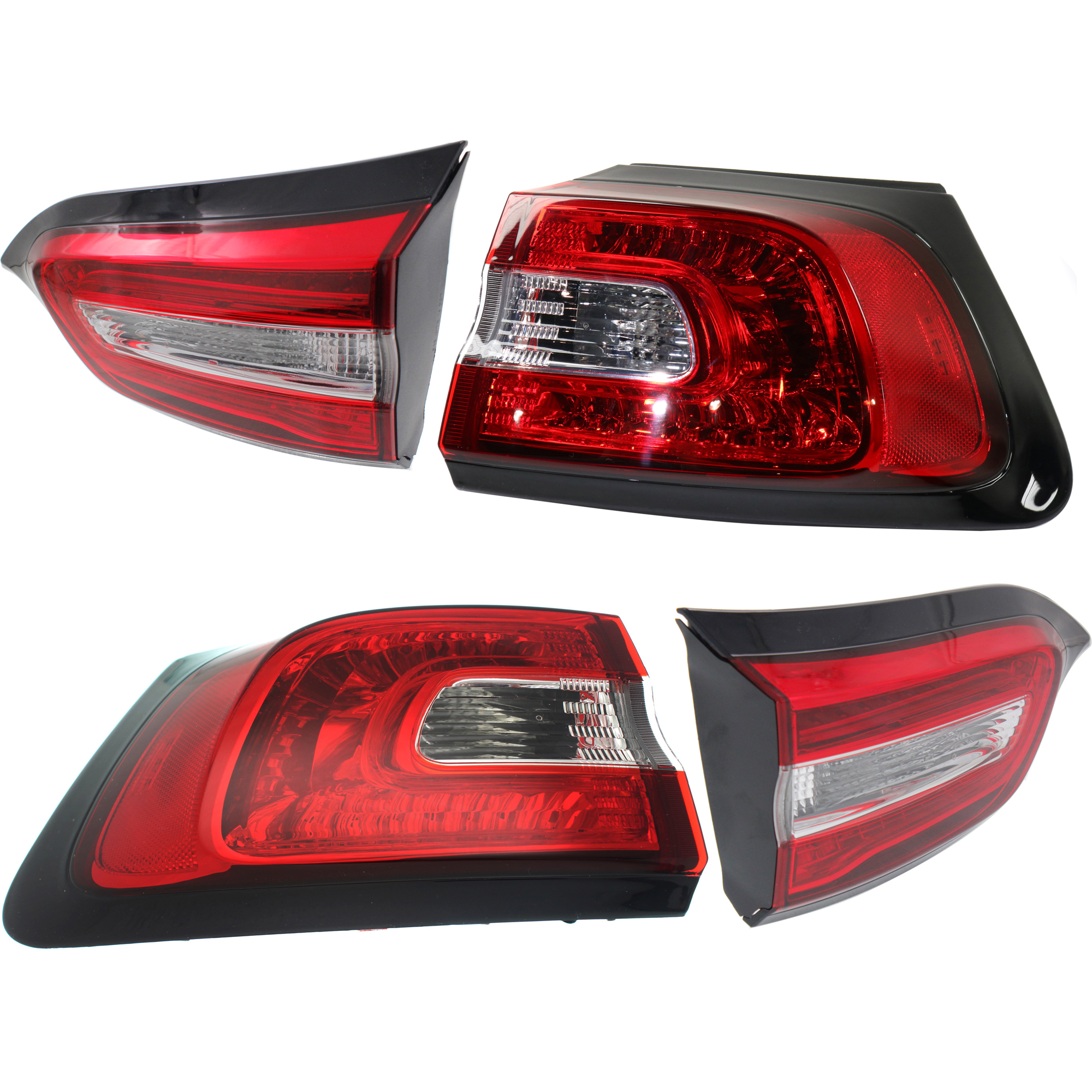AM CHEROKEE 14-18 TAIL LAMP RH and LH Inner and Outer Halogen Assembly CAPA SKU SET REPJ730155Q 4 Partslink CH2802104C CH2803104C CH2804107C CH2805107C OEM 68102906AF 68102907AF 68330344