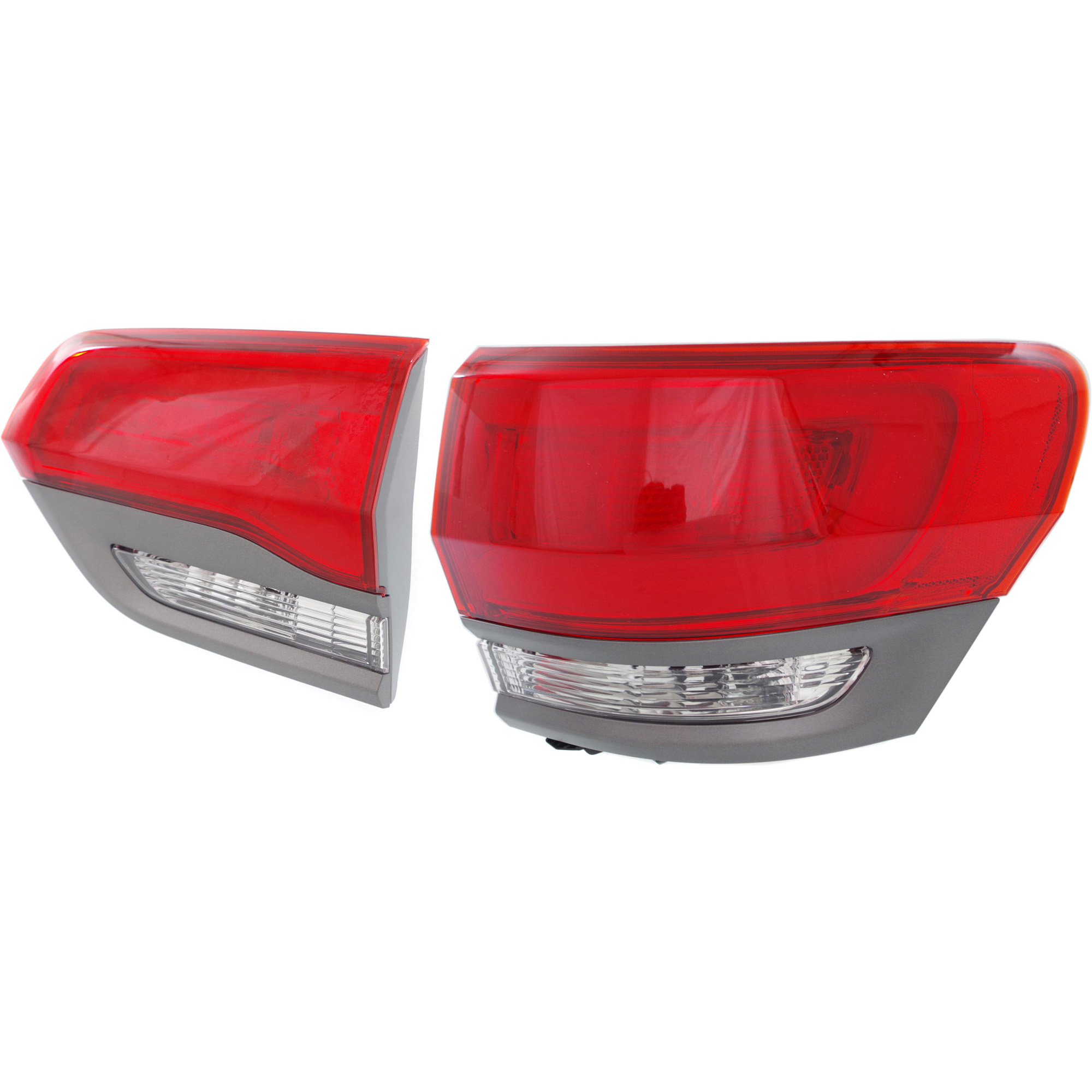 AM GRAND CHEROKEE 14-21 GRAND CHEROKEE WK 22-22 TAIL LAMP RH Inner and Outer Assembly Halogen Laredo Limited Overland Summit Models w Gray Trim w Platinum Insert SKU SET REPJ730161 A Partslink CH2803109 CH2805110 OEM 68236104AC 68236106AB