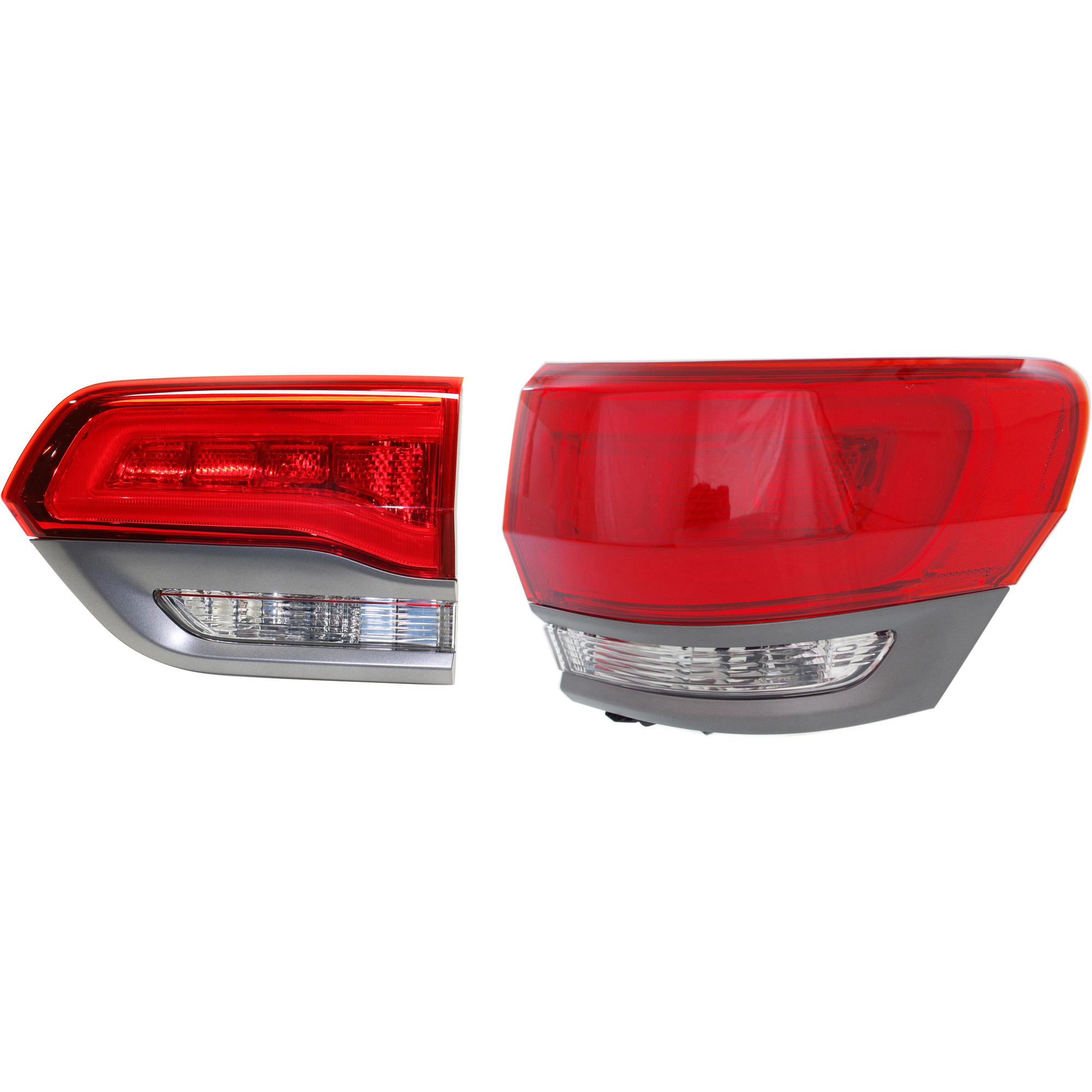 AM GRAND CHEROKEE 14-21 GRAND CHEROKEE WK 22-22 TAIL LAMP RH Inner and Outer Assembly Halogen Laredo Limited Overland Summit Models w Gray Trim w Platinum Insert CAPA SKU SET REPJ730161Q A Partslink CH2803109C CH2805110C OEM 68236104AC 68236106AB